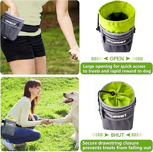 Miniatura 4 de Bolsa de golosinas para perros  3 formas de llevar bolsa de golosinas para perros para entrenamiento de mascotas con clicker, correa para el hombro,