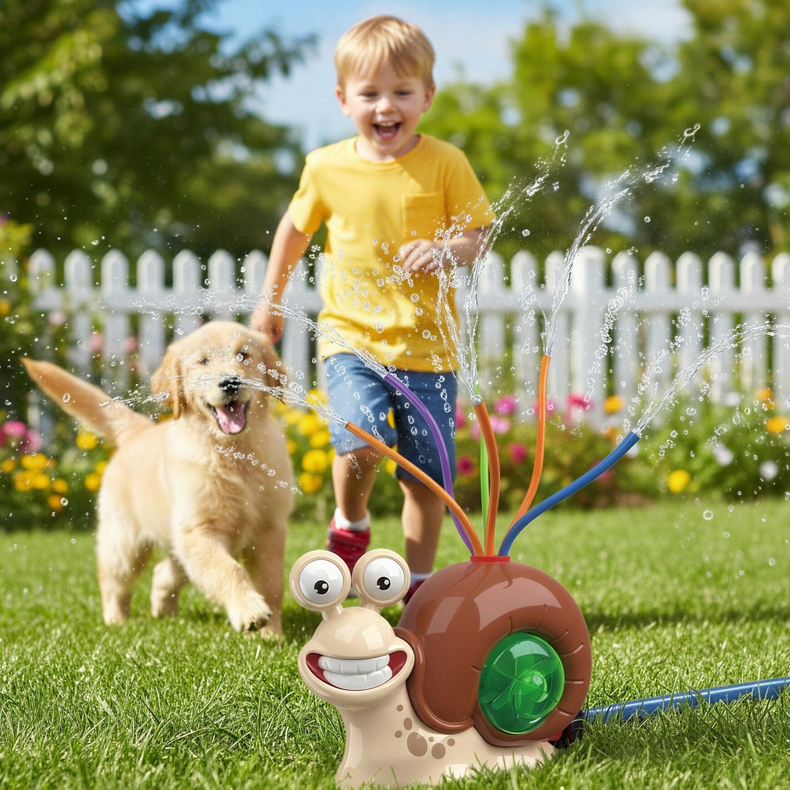 Wassersprinkle Toys for Kids, Cute Sprinkler, Outdoor Garden Lawn Watering Toys with Hose Clamps, Sprinkler Toys for Lawn, Garden, Pool party (Brown 3)