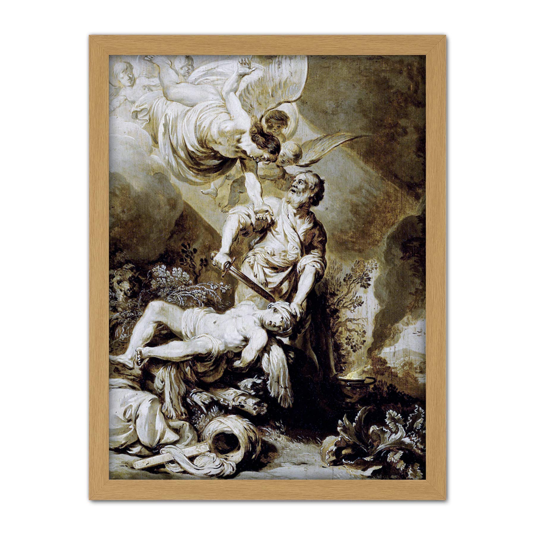 Artery8 Pieter Lastman Sacrifice Of Abraham Painting Artwork Framed Wall Art Print 18X24 Inch