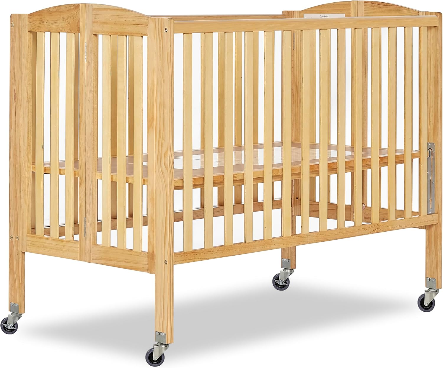 Dream On Me Folding Full-Size Convenience Baby Crib in Natural, GreenGuard Gold & JPMA, Portable, Patented Quick Folding System, Heavy Duty Wheels, 2 Adjustable Mattress Heights Natural 54"L x 31"W x 46"H