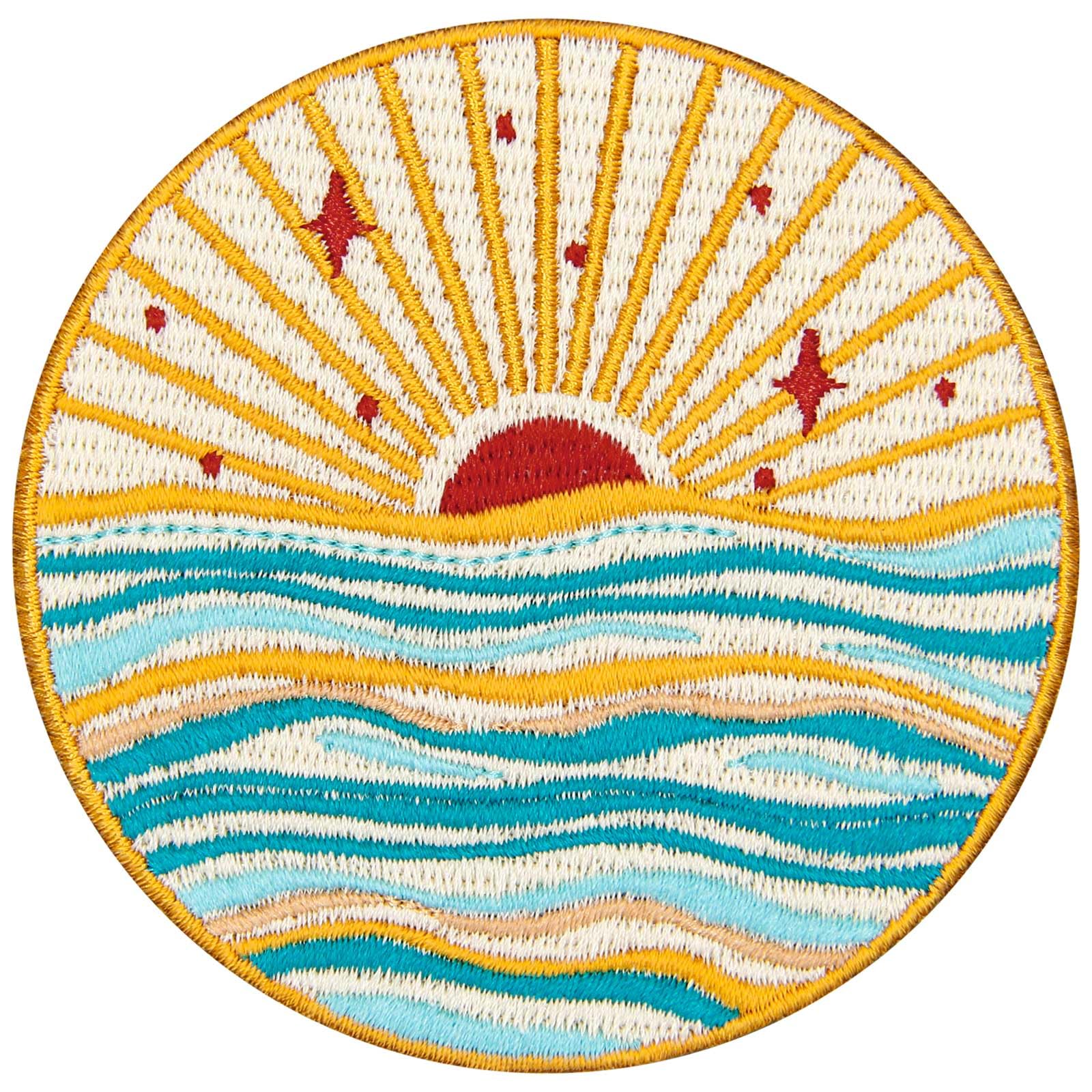 Zegin Sunrise Over the Sea Patch Embroidered Applique Badge Iron On Sew On Emblem