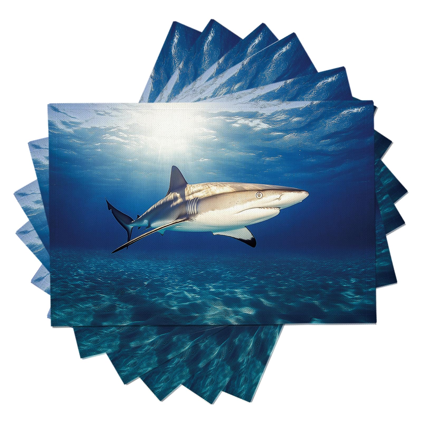 Set de table pour dîner et cuisine au motif requin marin x6