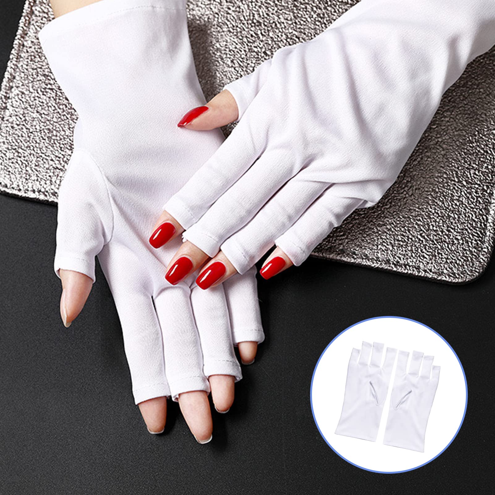 XPOOP UV-Schutz Handschuhe Für Nagellack – Fingerlos, 2 Paar, Weiß, Schützt Vor UV-Lampe