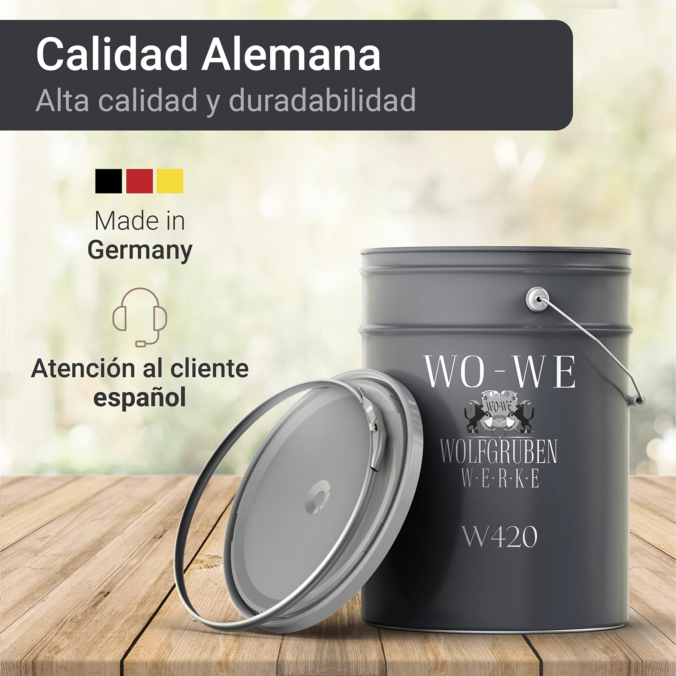 WO-WE Pintura de madera W420 Esmalte para Muebles Puertas al Agua Blanco puro - 5L