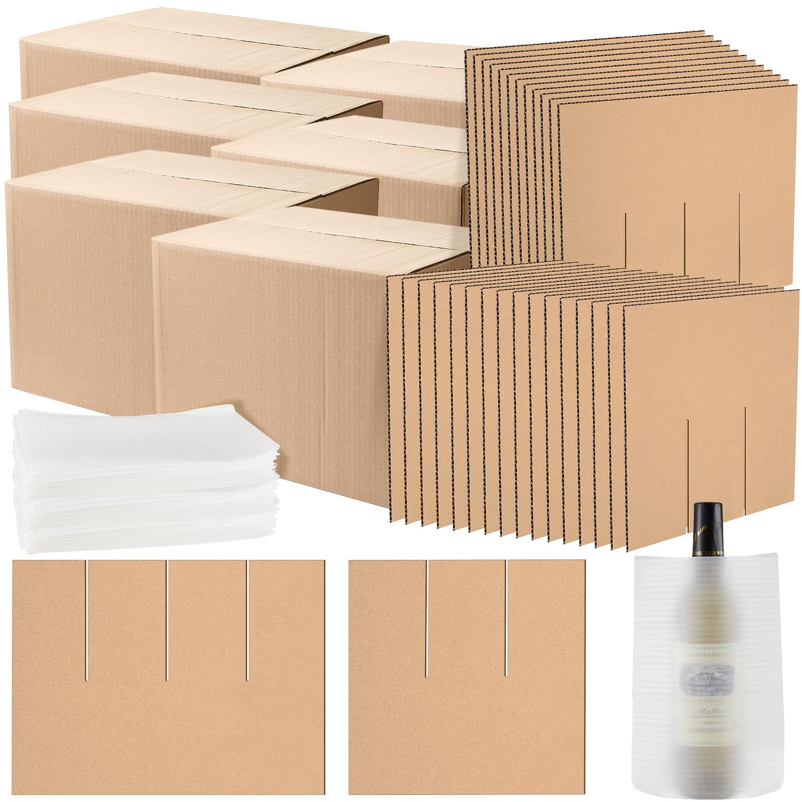 Leinuosen Scatole per traslochi da 40,6 x 30,5 x 30,5 cm, kit divisori inclusi 10 divisori in cartone ondulato con 24 sacchetti in schiuma per spedizione, kit di scatole per traslochi da cucina