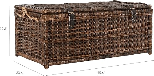 Miniatura 4 de happimess HPM9000B Caden - Baúl de almacenamiento de mimbre de 46 pulgadas, plegable para almacenamiento plano, Rattan-Sarang Buaya, costero para
