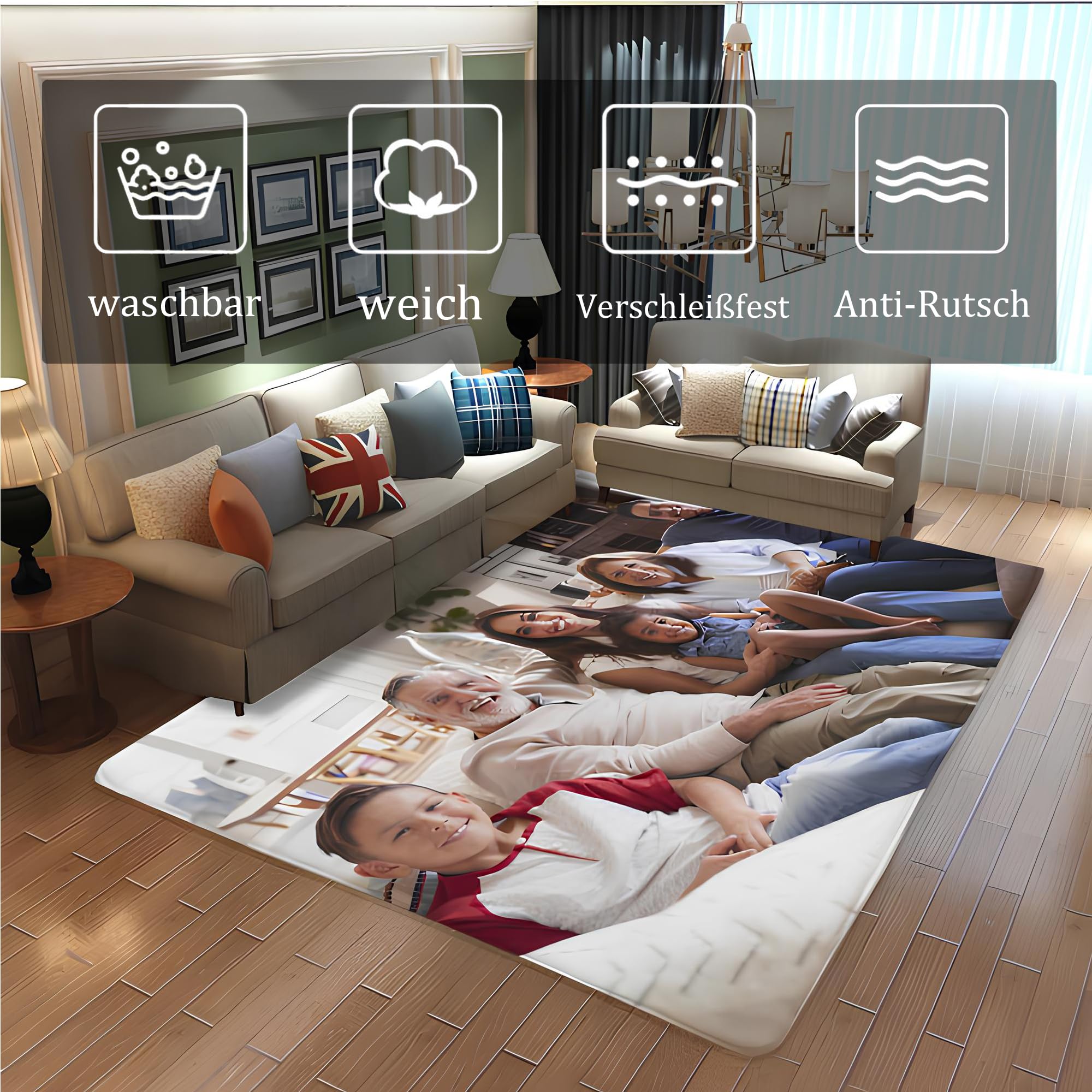 Personalisiert Teppiche, Personalisiert Teppich für Ihren eigenen Bereich, Flanell-Teppiche, rutschfest, waschbar, für Schlafzimmer Wohnzimmer Büro Garten Balkon mit Dein Bild/Text/Foto