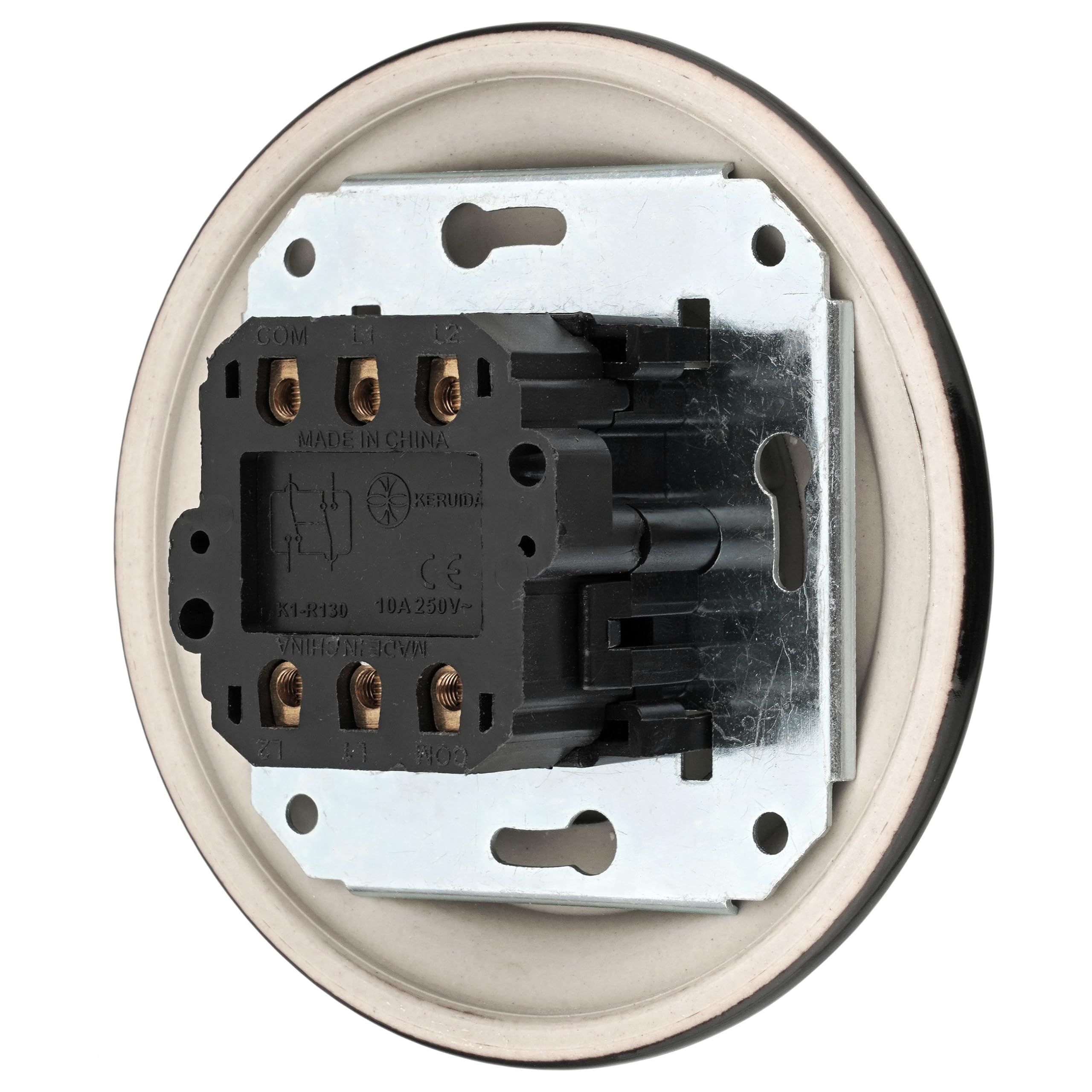 Flush-Mounted Porcelain Retro Rotary Button Bell Push Button All-in-One Series PR1 Black, Drehtaster I 1-fach 1-Weg - Image 3