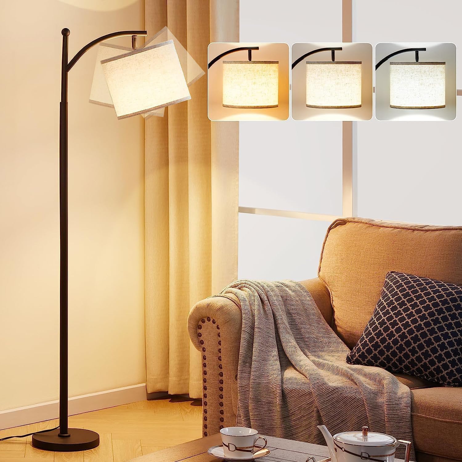 Floor Lamps for Living Room with 3 Color Temperatures, Standing Lamp ...