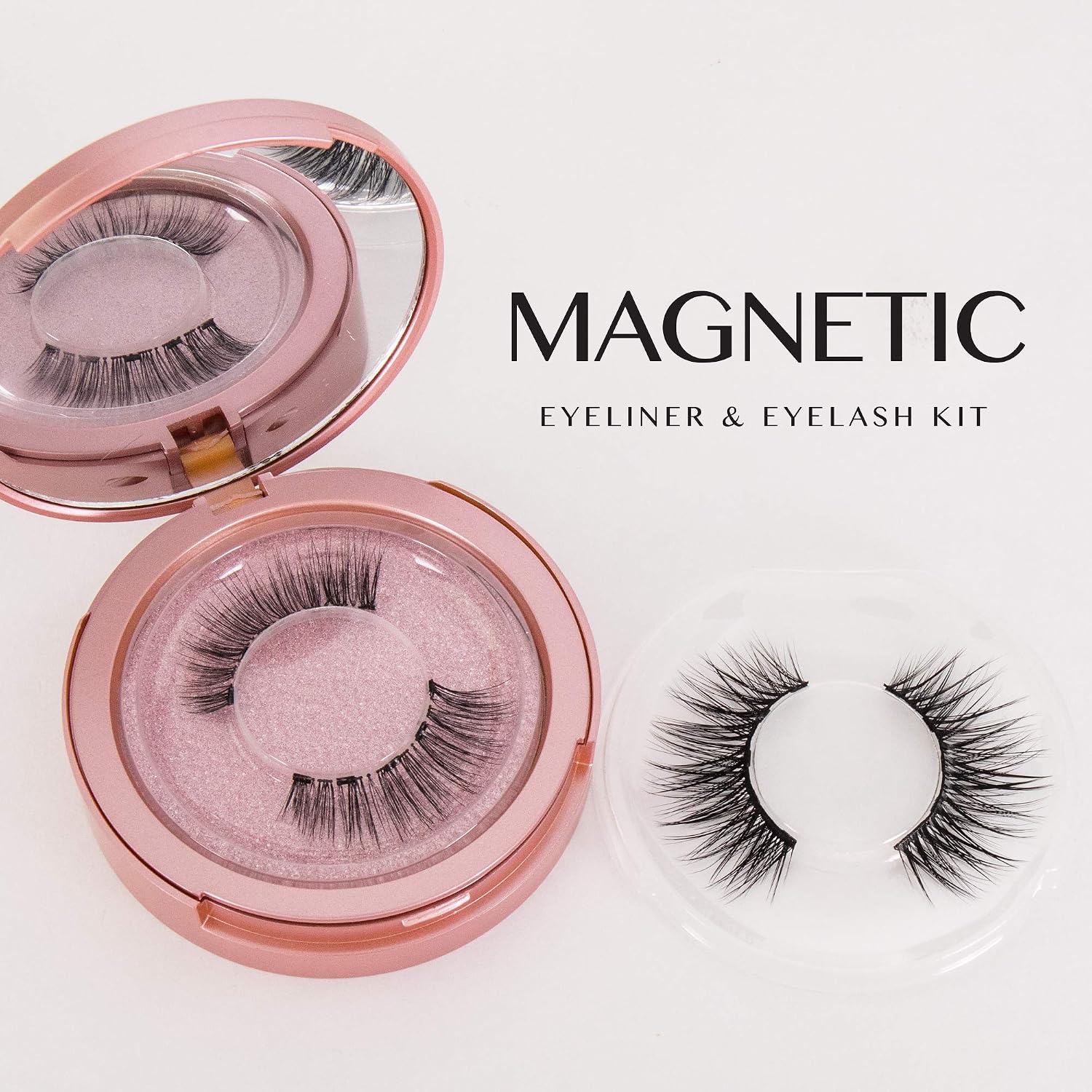 Magnetic Eyelash Kit, Premium Magnetic Eyelash with Eyeliner Kit, includes 2 Pairs of Reusable Realistic and Soft Magnetic Eyelashes, Advanced Eyeliners, Strong Hold, Easy to Apply Magnetic Eyeliner