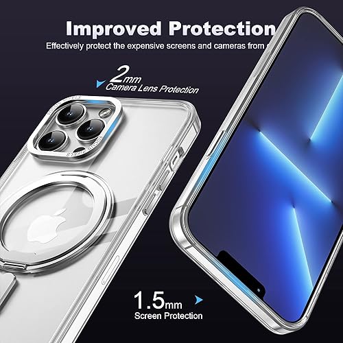 Miniatura 6 de Cyberowl Funda para iPhone 12 Pro Max de grado militar con soporte de anillo magnético giratorio de 360 compatible con Magsafe Funda transparente