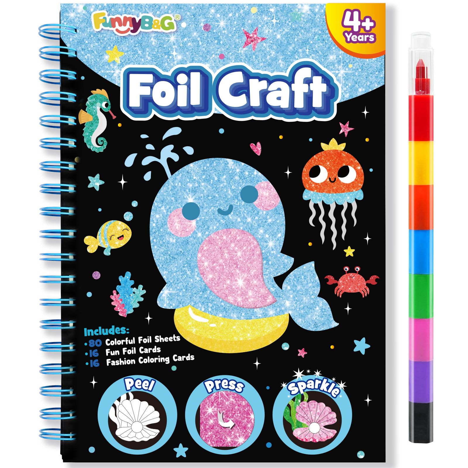 FUNNYB&G Manualidades infantiles con foil, Creativo Kit Manualidades niños, Juguete Niña Regalos Para de 3 4 5 6 7 8 9 12 Años Niño cumpleaños (Princesa) — view 15