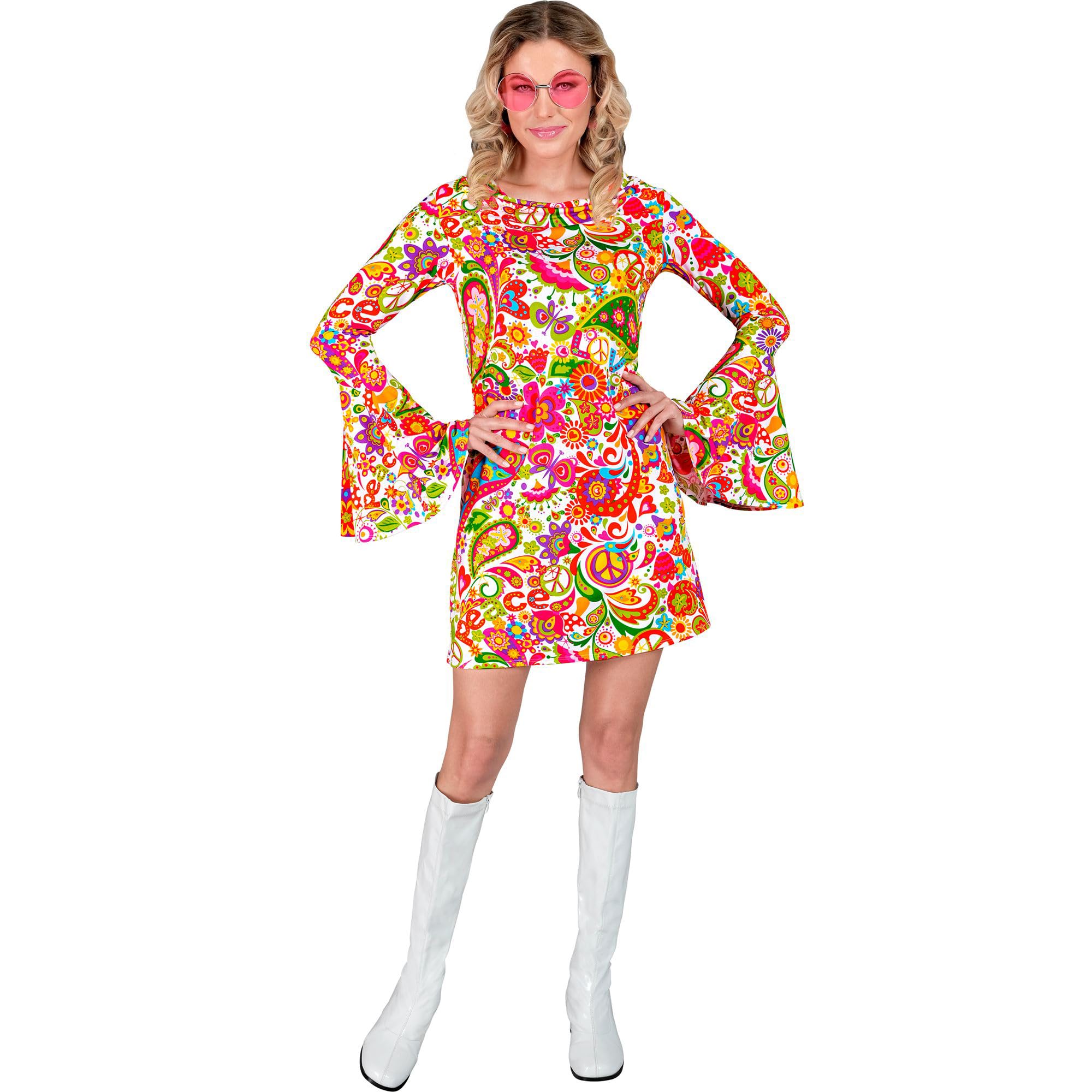 W WIDMANN MILANO Party Fashion - Costume 60s Dress, Hippie, Reggae, Flower Power, Disco Fever, Schlagermove
