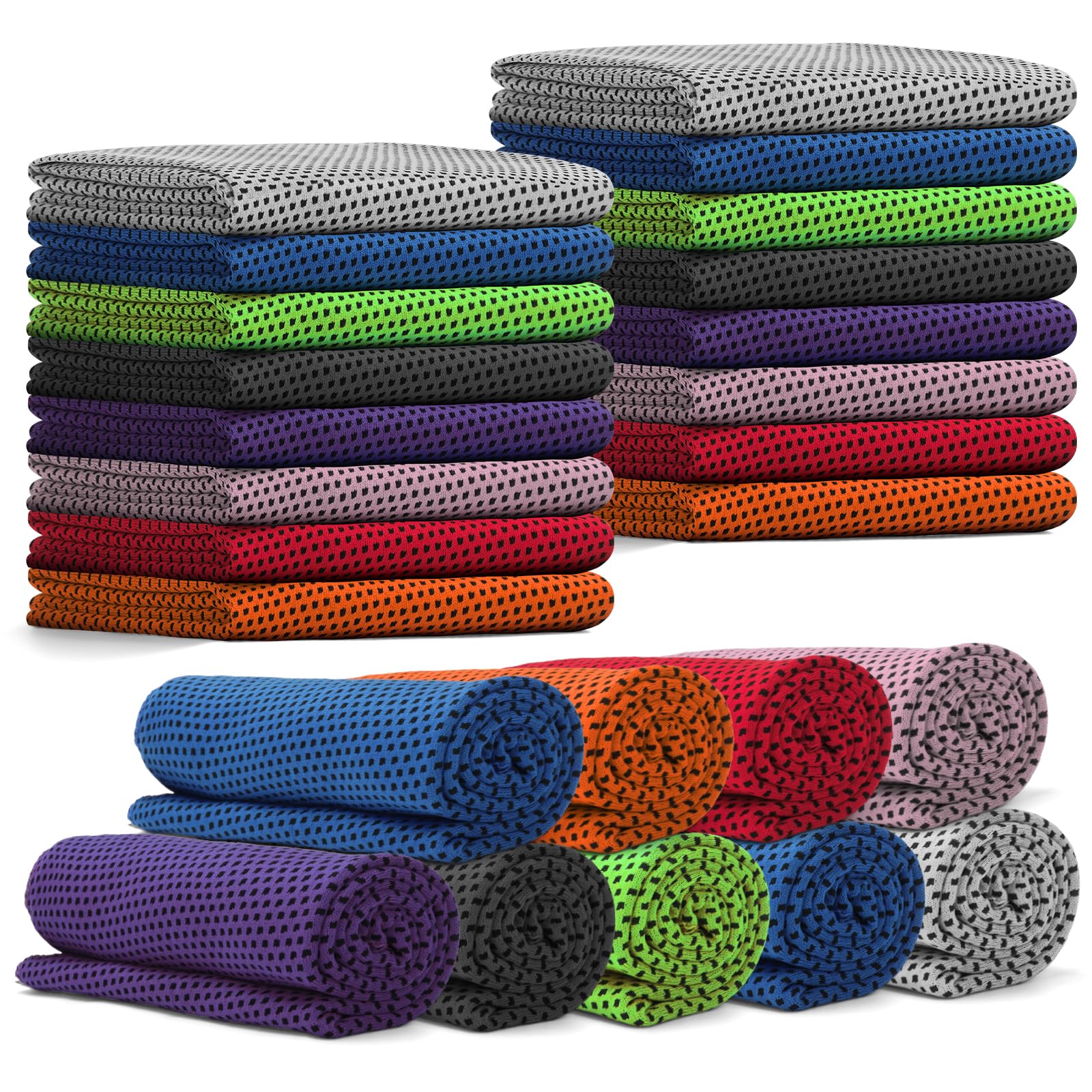 24 Pack Cooling Towels for Neck and Face (40"x12"), Bulk Cooling Towels Cooling Neck Wraps Gym Towels for Sports, Workout, Yoga, Golf, Running and Fitness(Multicolor)-image-30