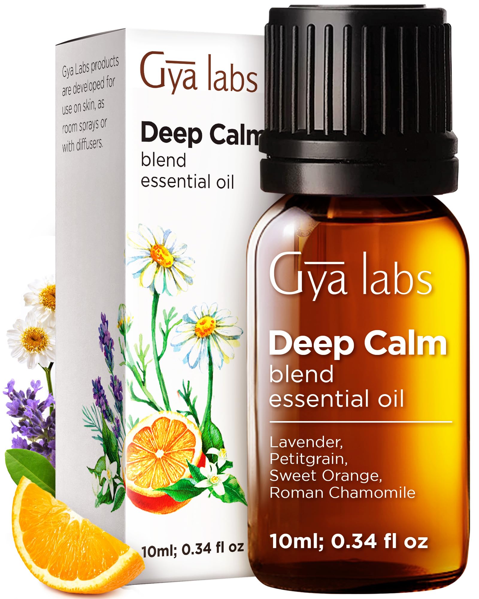 Gya Labs Deep Calm Essential Oil Blend for Diffuser - Calm Essential Oil for Aromatherapy, Body, Uplift, Grounding & Relaxing (10ml)