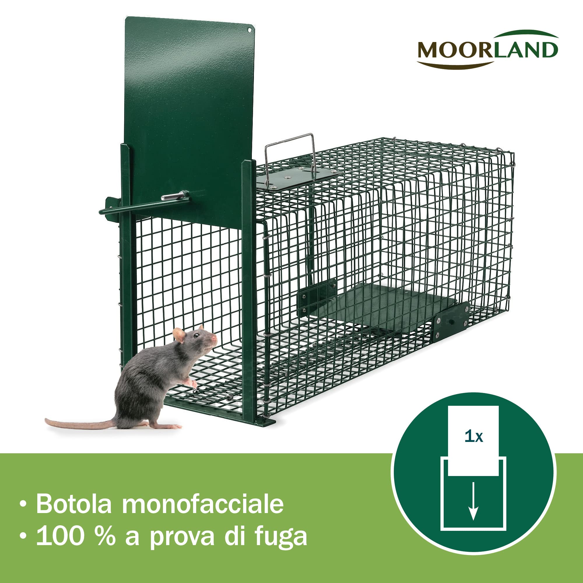 Moorland Trappola stabile e robusta animali vivi 60x23x23cm efficace Safe 5001