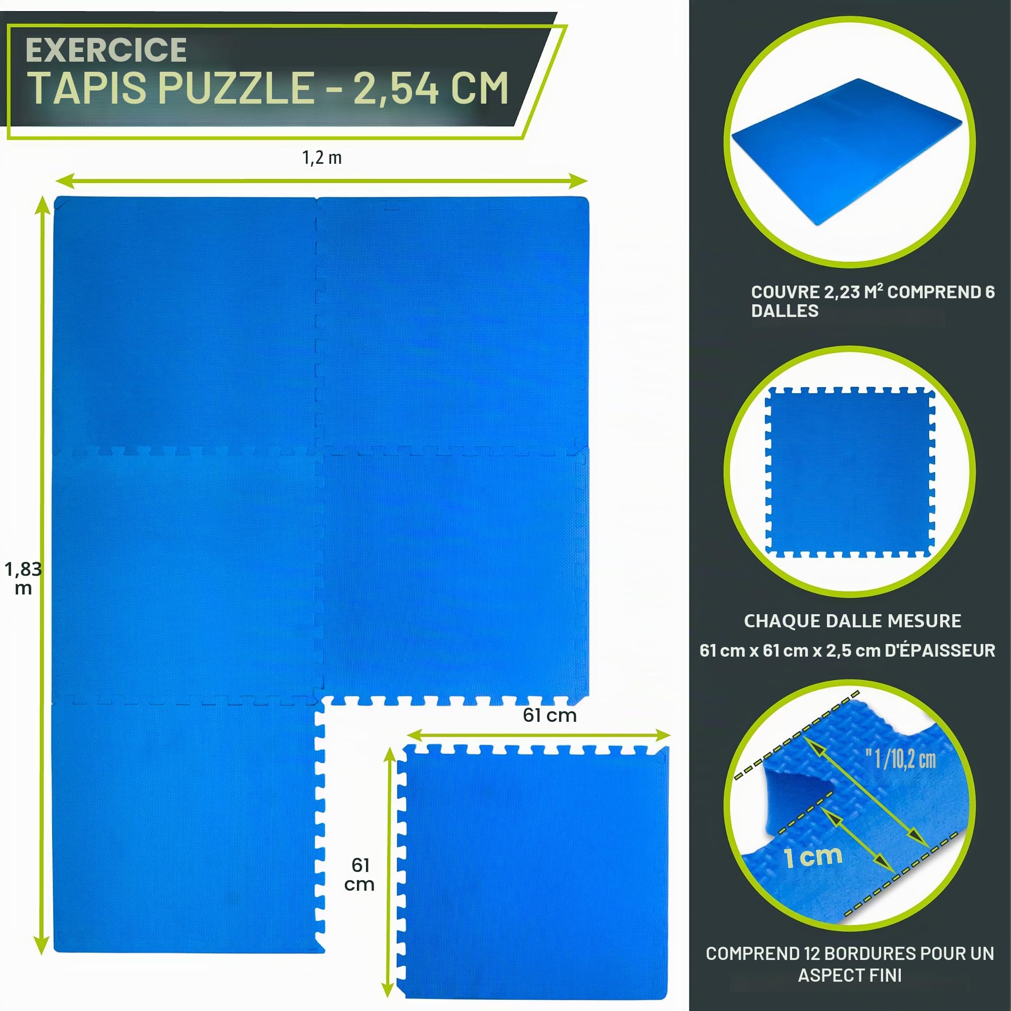 ProsourceFit Extra Thick Puzzle Exercise Mat ¾” and 1", EVA Foam Interlocking Tiles for Protective, Cushioned Workout Flooring for Home and Gym Equipment