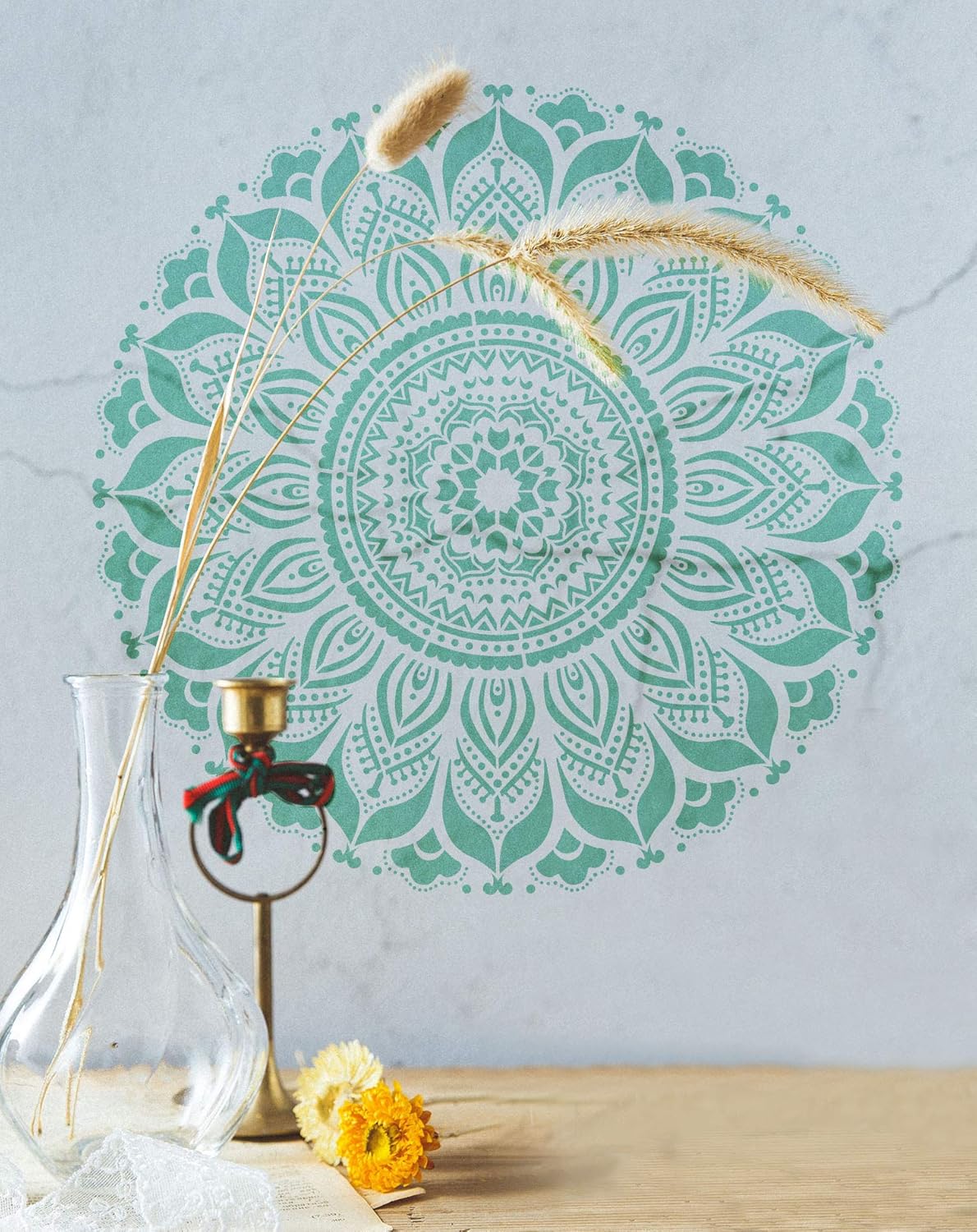 GSS Designs Large Mandala Wall Decor Stencil (16x16 Inch) Yoga Studio Decor Mandala Art Painting Stencil for Wood Wall Furniture Floor Tiles Fabric Art Painting(SL-066)
