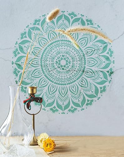 Miniatura 2 de GSS Designs - Plantilla grande para decoración de pared de mandala 16 x 16 pulgadas decoración de estudio de yoga diseño de mandala para muebles de