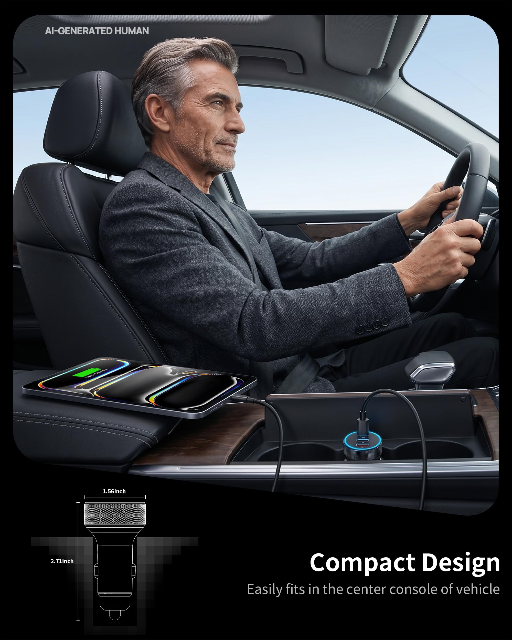 USB C Auto Ladegerät, 2 Pack 90W 4-Port Super Fast Zigarettenanzünder Adapter | Kfz-Ladegerät USB C, 4-Port 90W Super Fast Charging Car Phone Charger Adapter