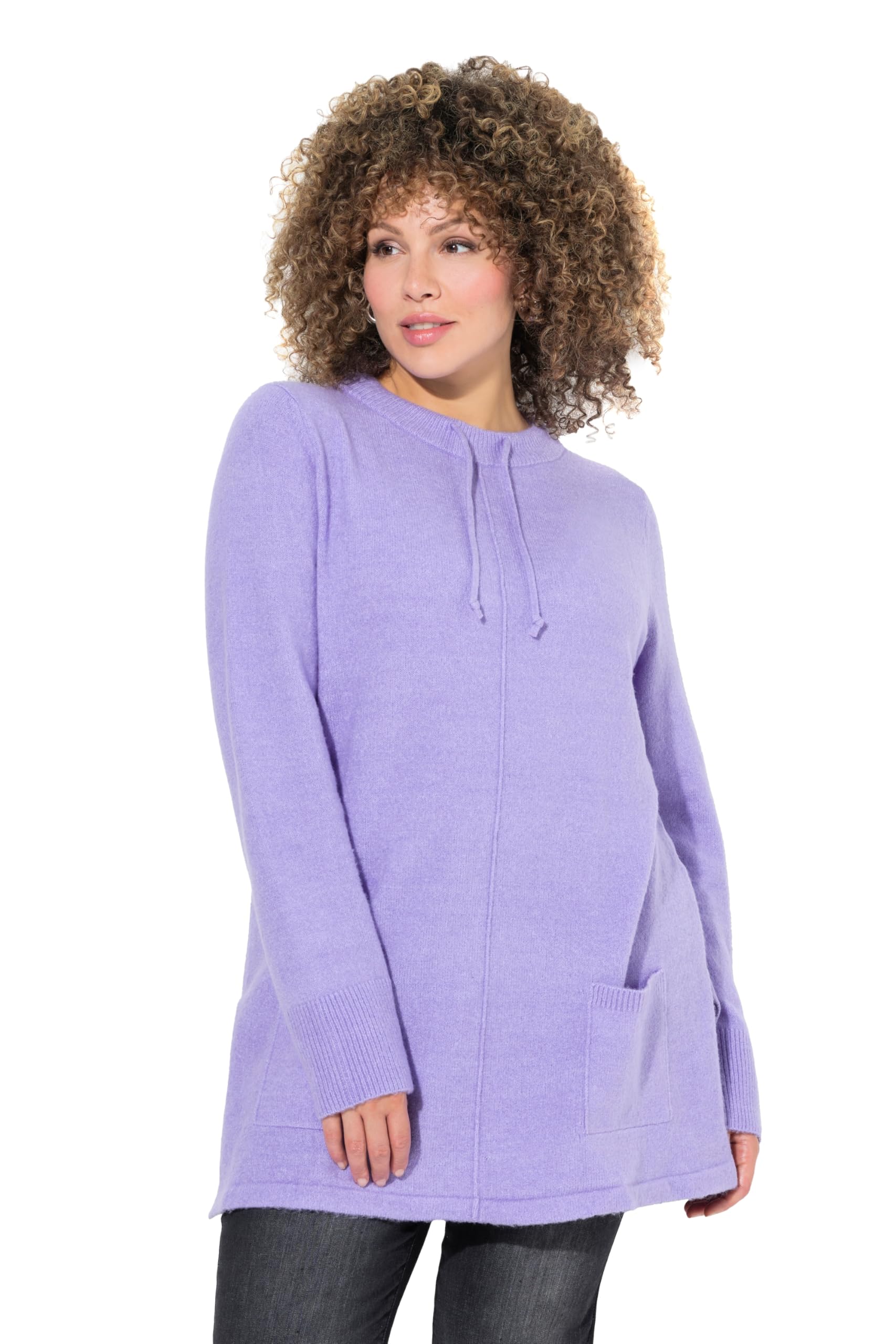 Ulla Popken Damen große Größen Übergrößen Plus Size Pullover, Stehkragen, Kordel, Taschen, Langarm 835711