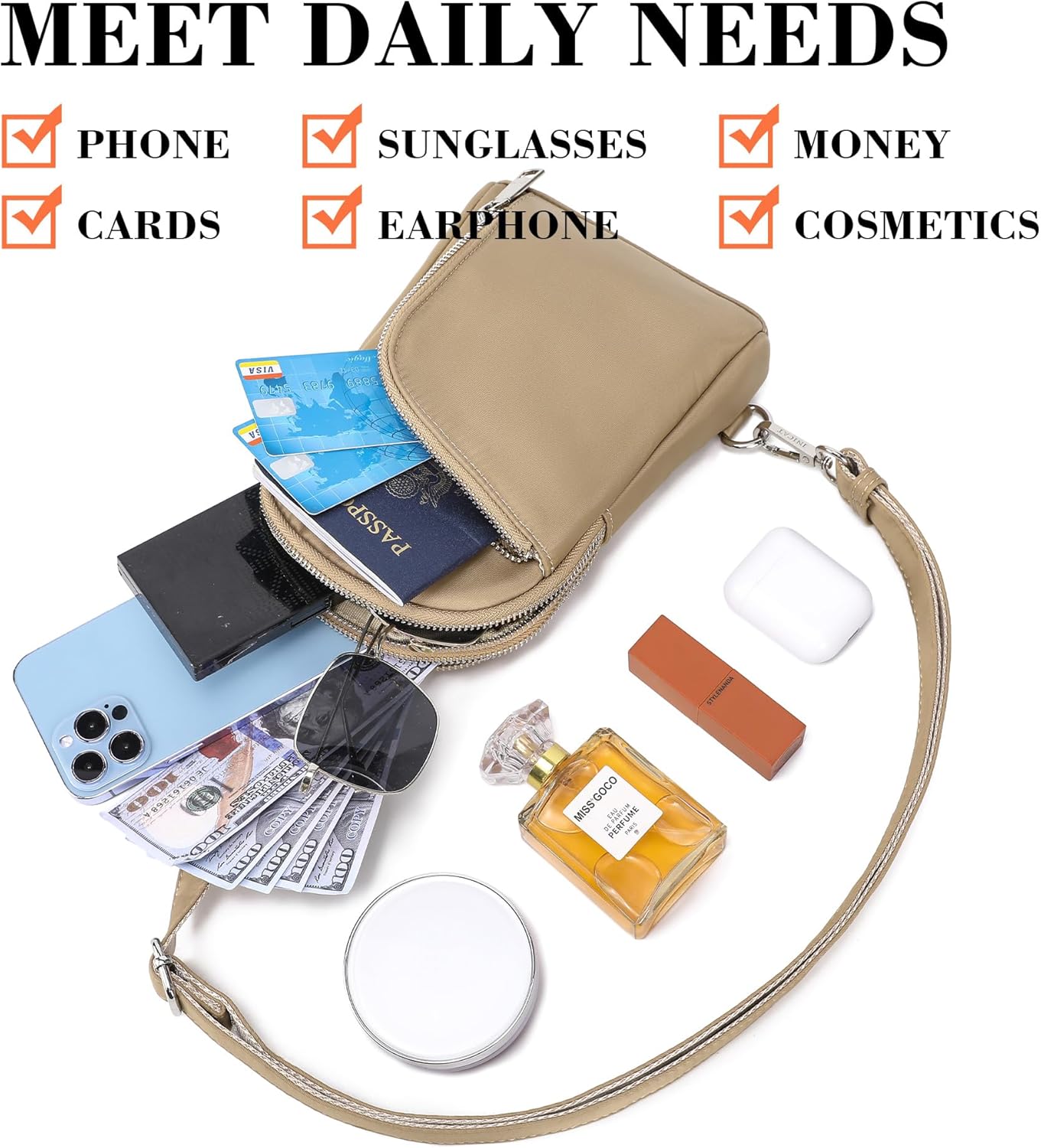 INICAT Nylon Crossbody Sling Bags For Women Small Cross Body Fanny Pack Phone Travel Purses Gifts - Image 4