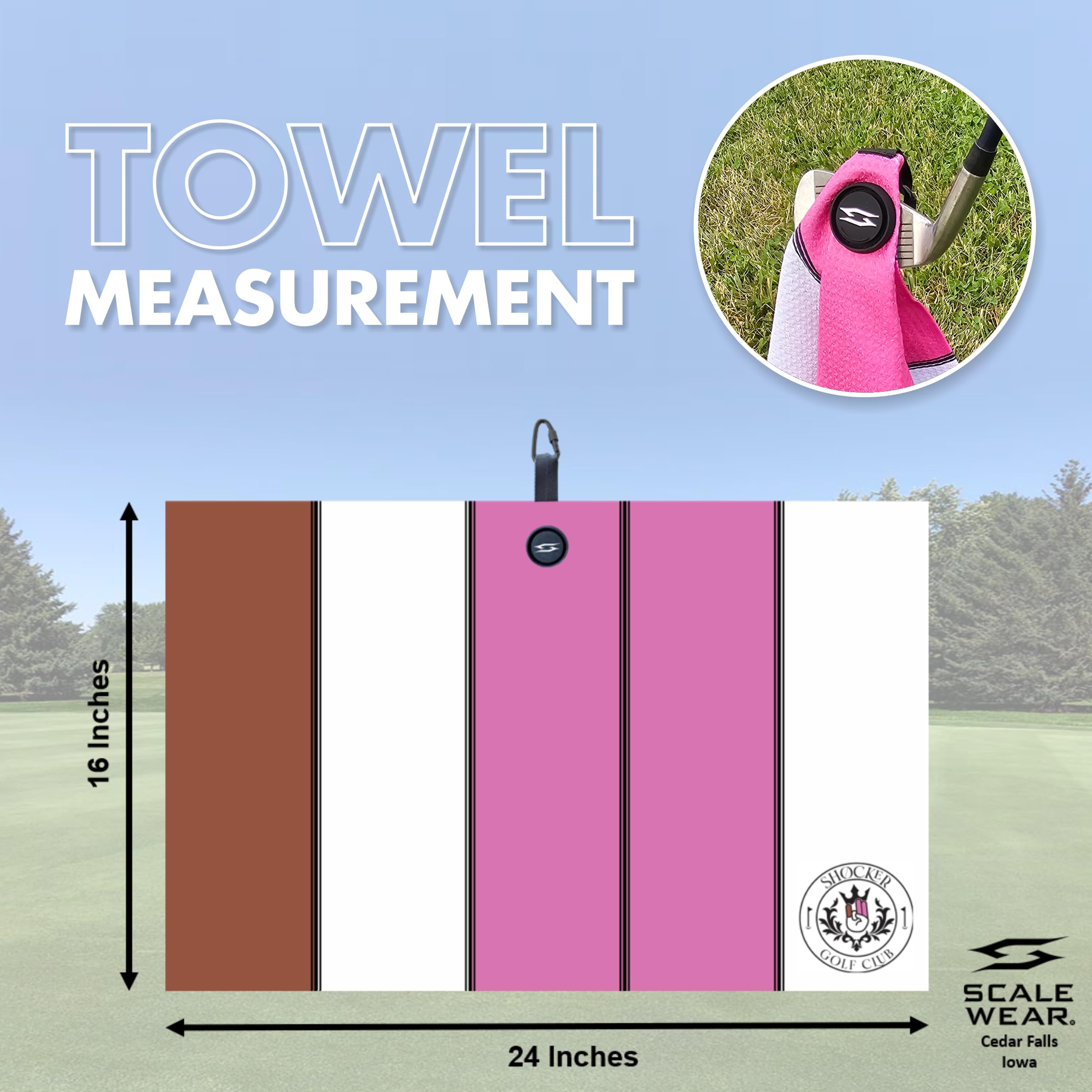 Toalla de golf magnética de microfibra con diseño de gofre, grande, de 16 x 24 pulgadas, clip magnético para colgar en la bolsa, carrito, fuerte resistencia premium, ultra absorbente,