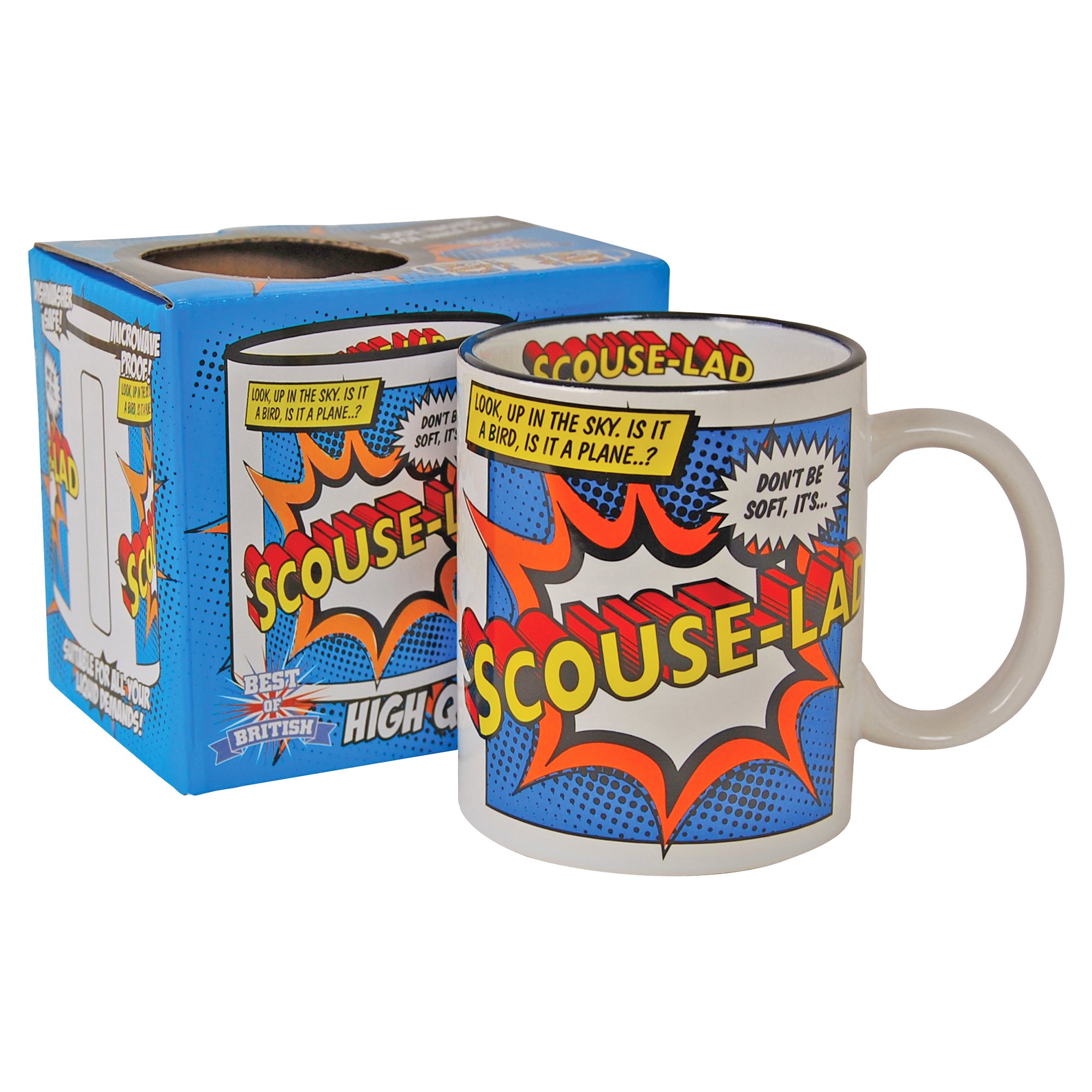 Pop Art Products Men's Scouse-Lad (Liverpool) Super Hero Mugs (Yorkshire, Scotland, Manchester, Liverpool, Newcastle, Cornwall, Essex) (Scouse-Lad (Liverpool)), Ceramic, 250Ml