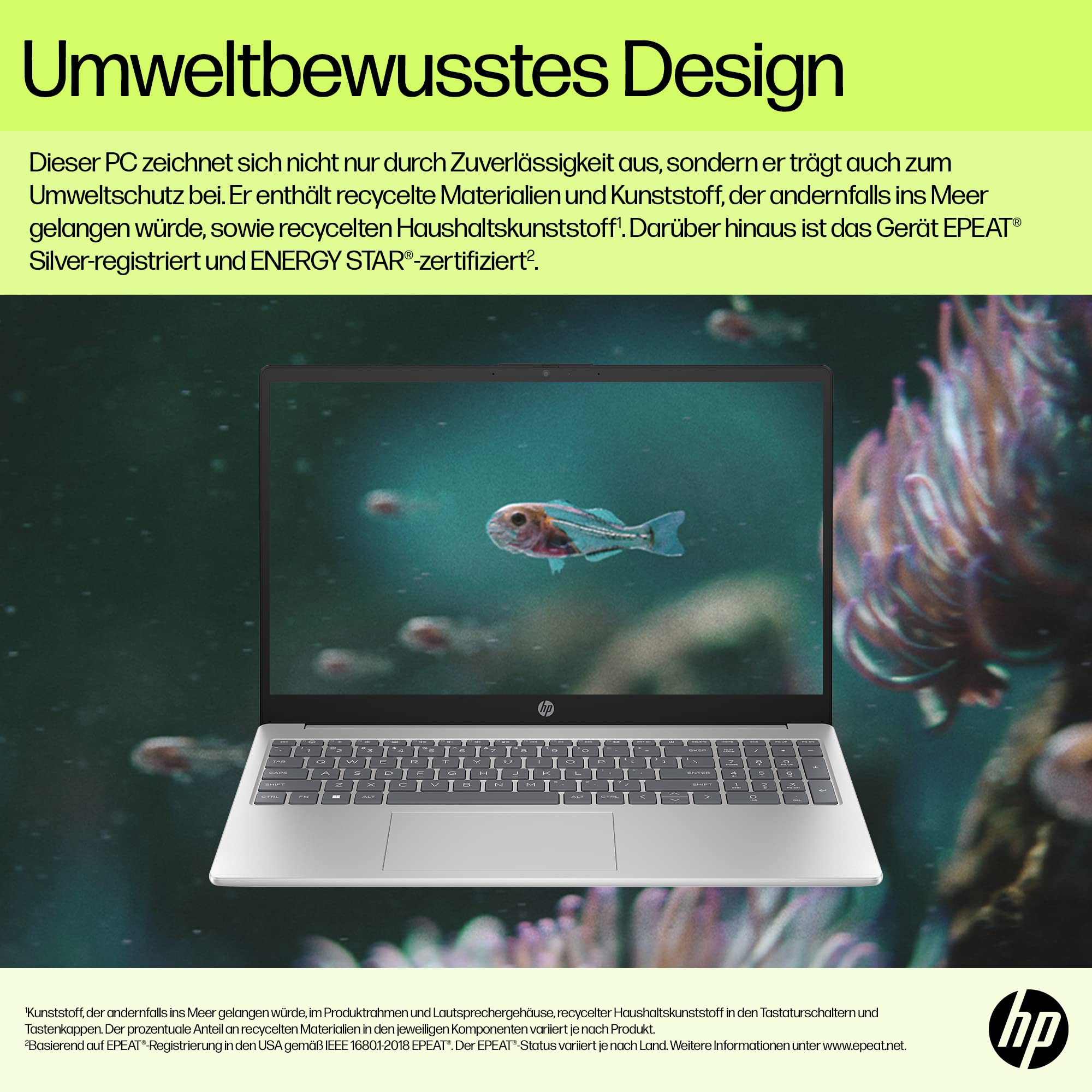 HP Laptop 15,6" FHD Intel N100 4 GB DDR4 RAM 128 GB UFS Intel UHD Graphics Windows 11 Home S-Modus Natural Silver