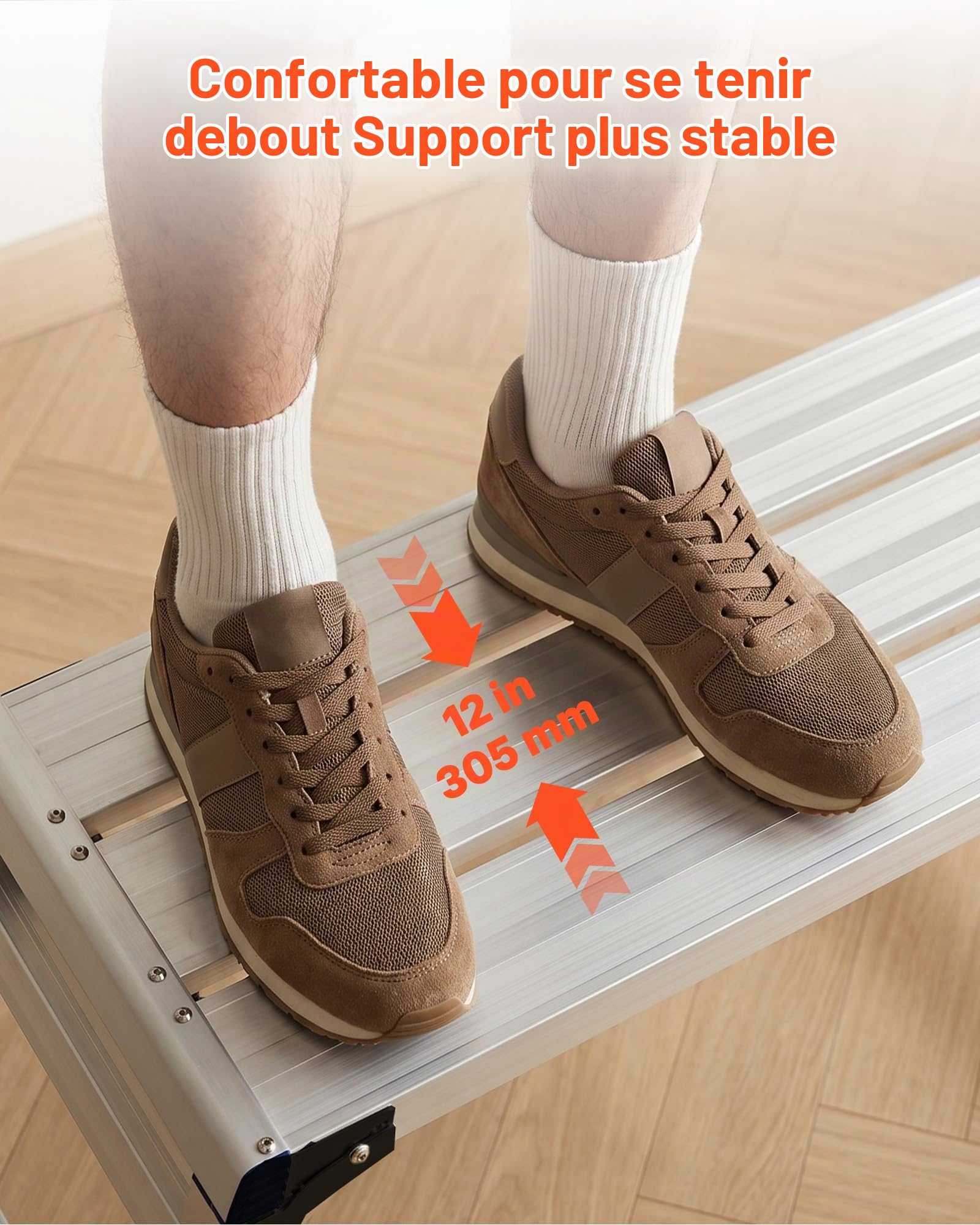 VEVOR Plateforme de Travail Pliable 1016x305 mm Hauteur Réglable 584-876 mm, Marchepied Alliage d'Aluminium, Charge Max. 226,8 kg, pour Peinture, Nettoyage, Maison, Usage Professionnel, Antidérapant