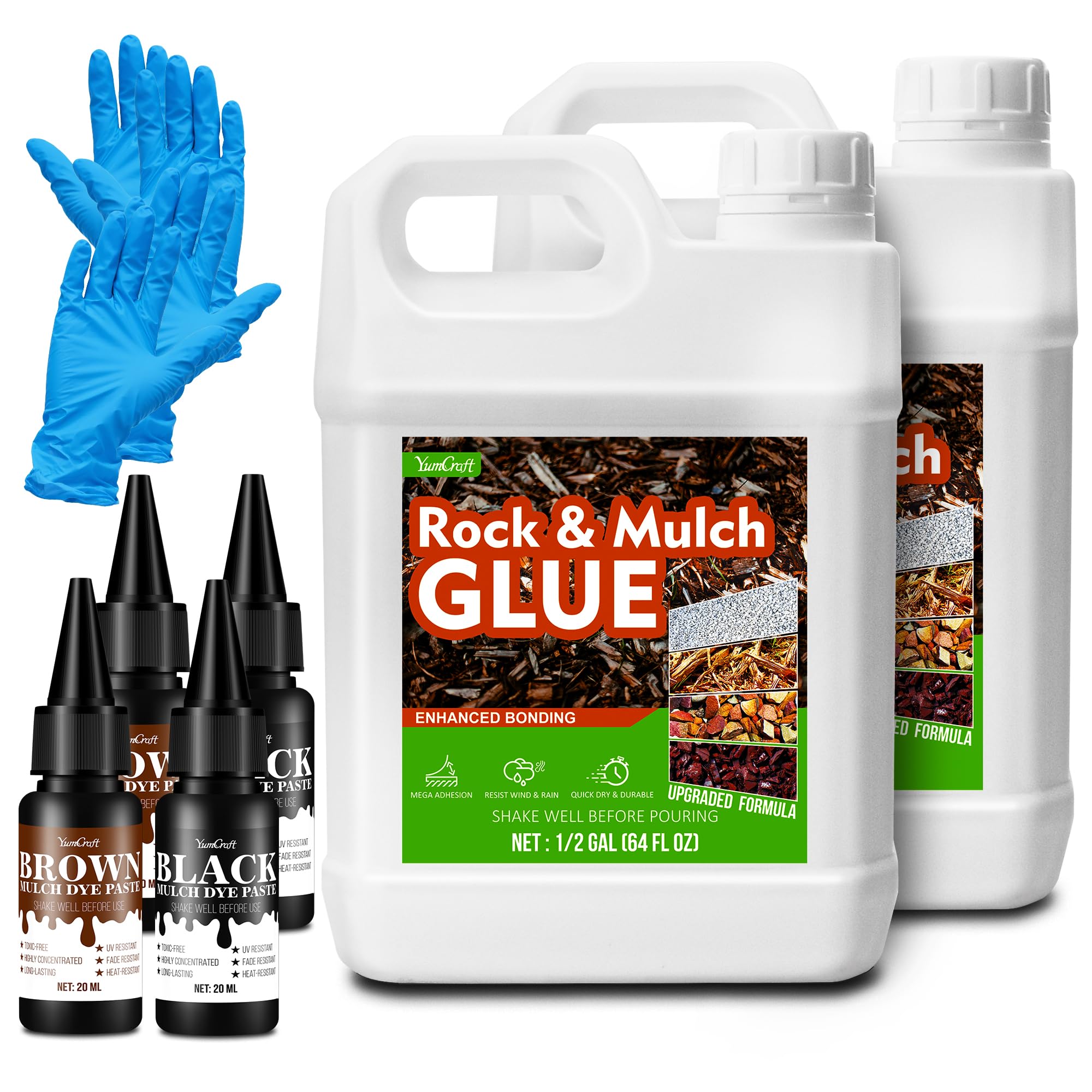 Mulch Glue with 2-Color Dye 4L, Non-Toxic Fast-Drying Super Strong Gravel Glue & Rock Glue for Landscaping and Gravel Stabilizer Binder for Mulch, Wood Chips, Pine Straw, Pea Gravel, Rocks & Pebbles
