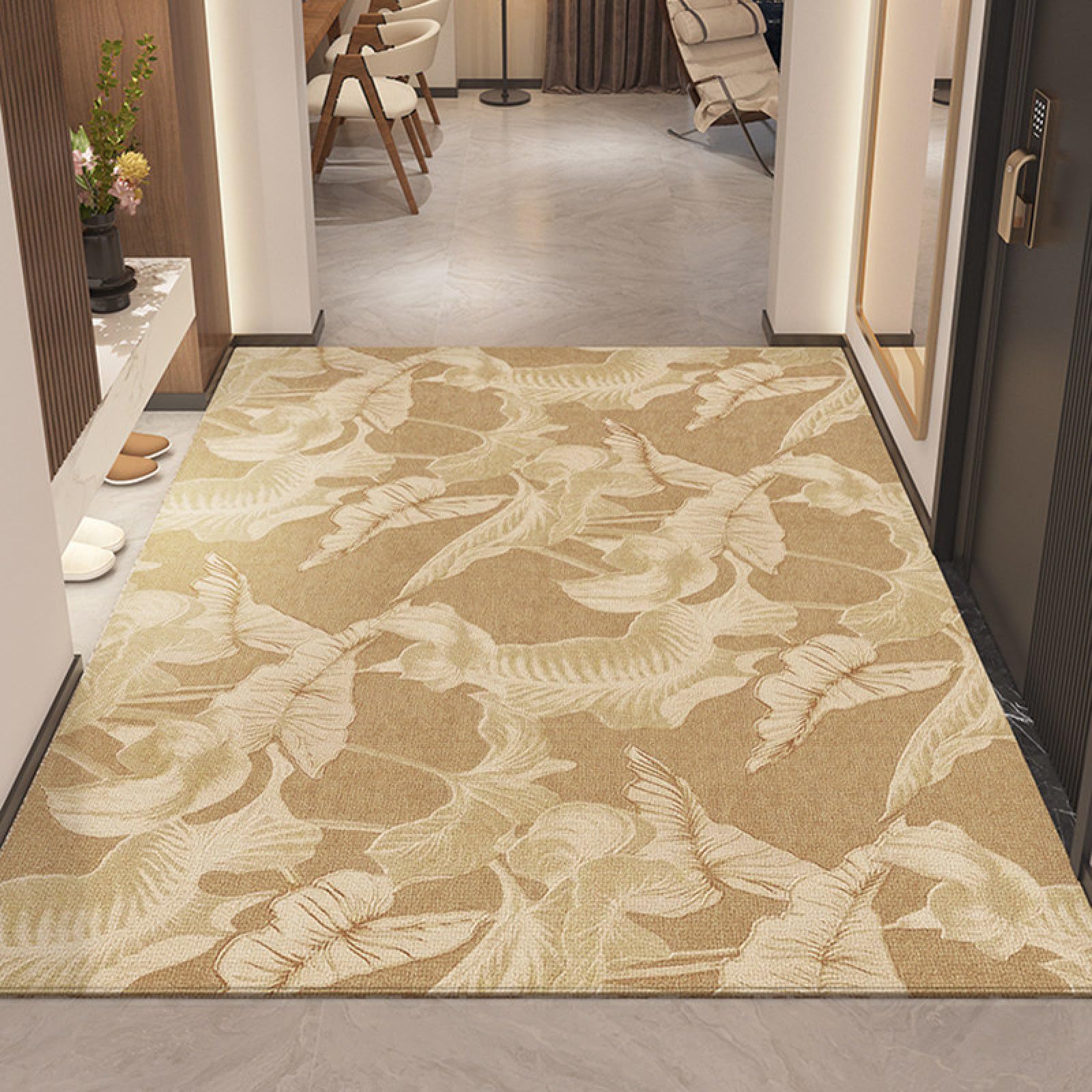 Felpudo Entrada Casa 90x150 Patrón De Hoja De Oro Claro Marrón Felpudo Exterior Antideslizante Lavable Felpudos para Pasillo Cocina Puerta Jardín Decoración Alfombrilla para Entrada