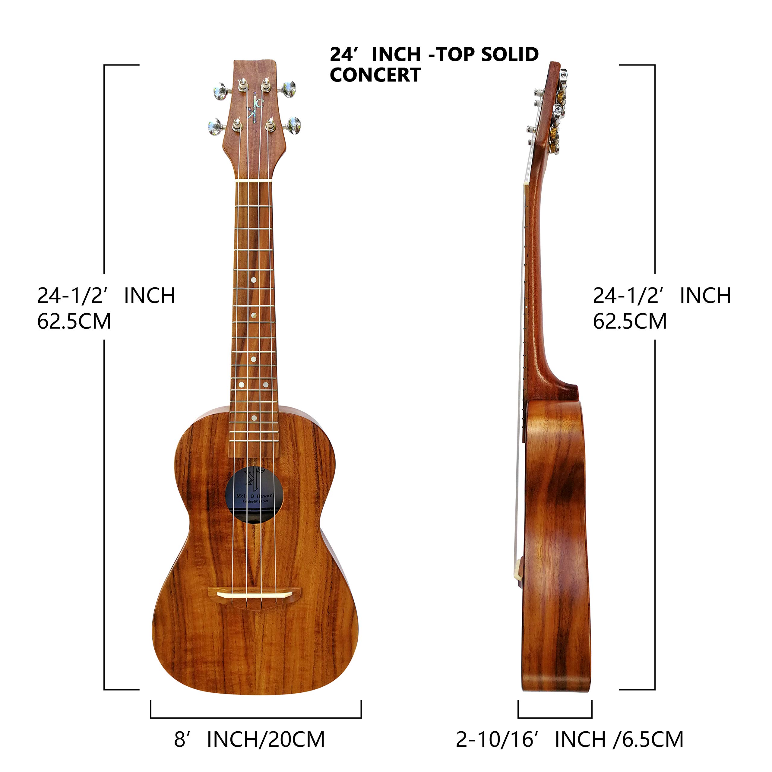 KOA KALEO All Solid Koa Acacia Concert 24inch Traditional Classic Ukulele, Free Gig Bag/Box and Shipping - Image 3