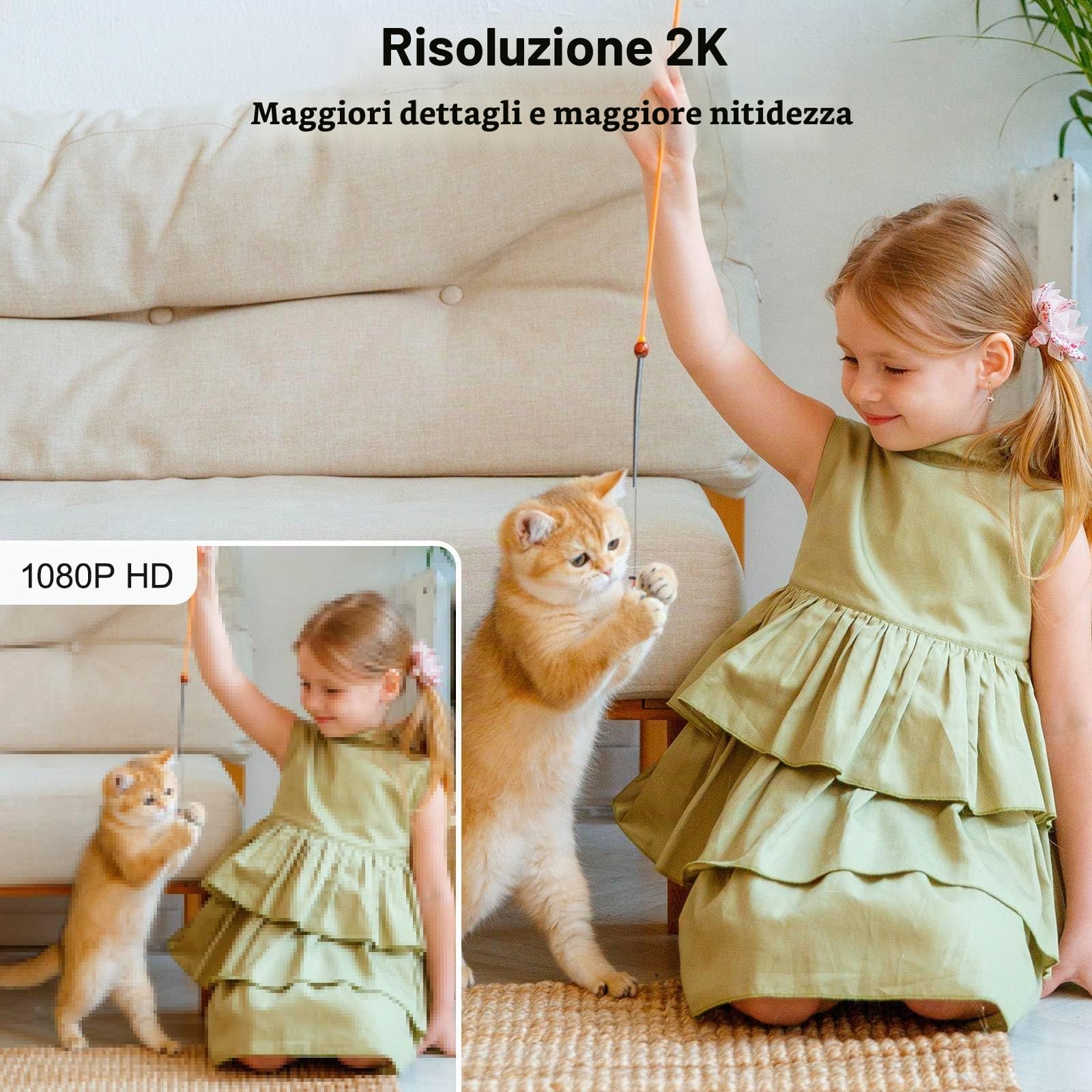 GALAYOU 2K Telecamera Wifi Interno, Videocamera Sorveglianza Interno Wifi, IP Cam 360 con Visione Notturna, Tracciamento di Movimento, Audio Bidirezionale, Funziona con Google Assistant G2