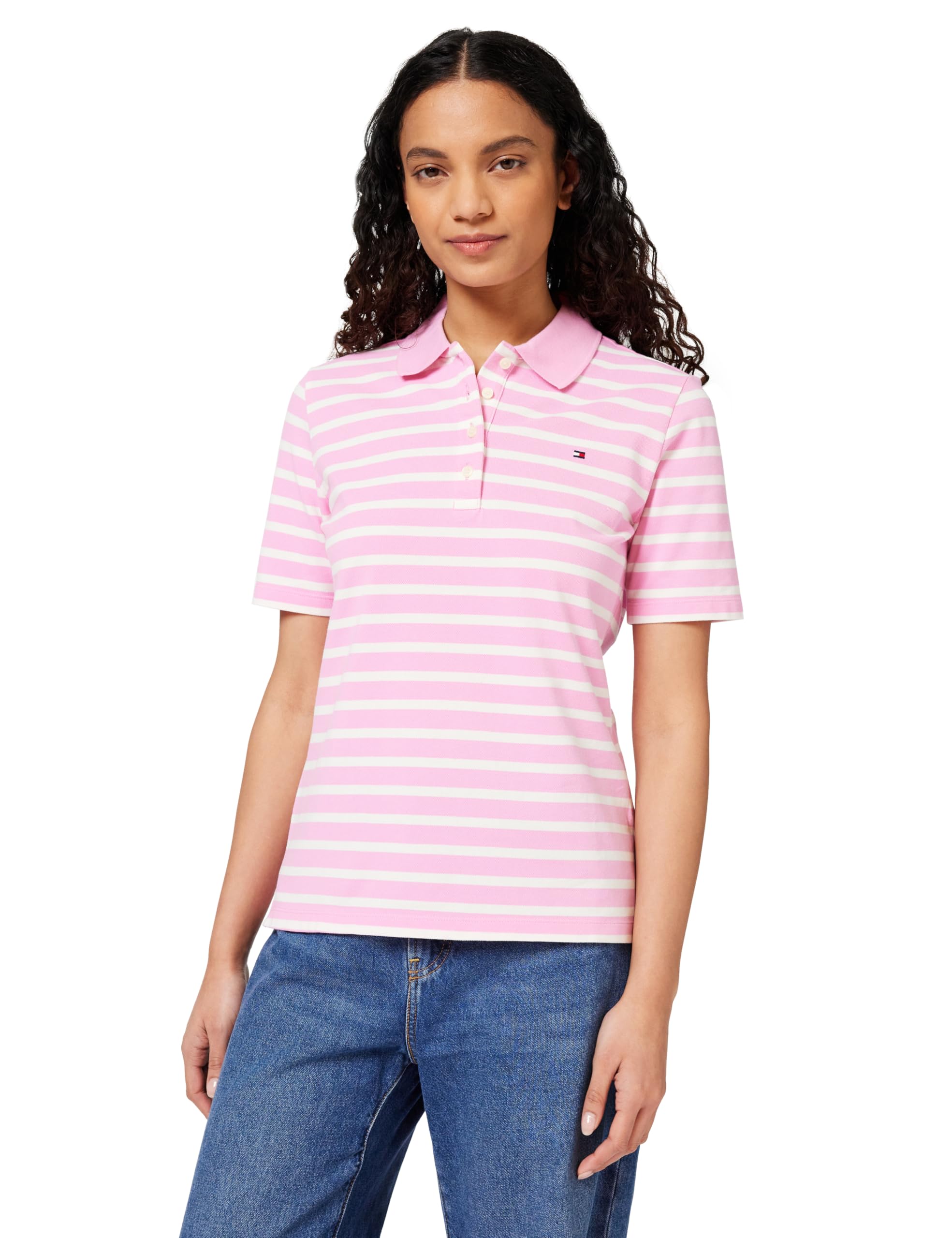 Tommy Hilfiger Women's 1985 Reg Pique Polo Ss Ww0Ww43224, Pink, S