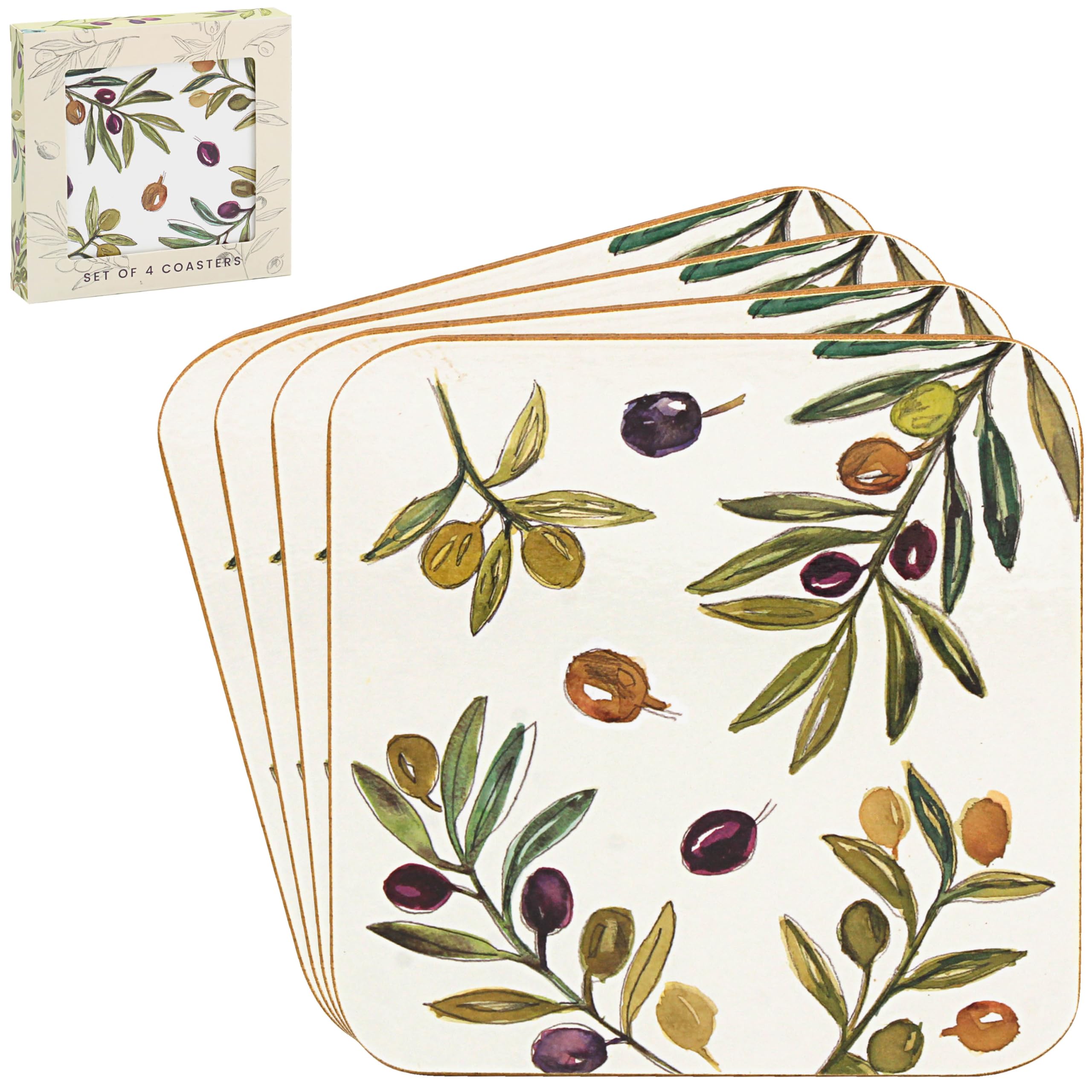 The Leonardo Collection Jennifer Rose Olive Groove Coasters Set of 4