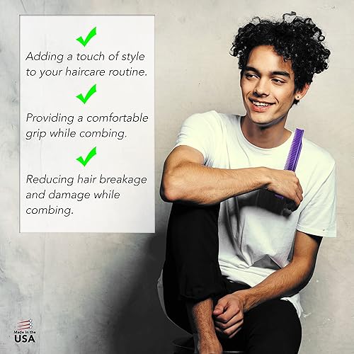Miniatura 4 de Allegro Combs Peines de dientes anchos #70, peine de 3 filas de dientes anchos para cabello rizado, peine para cabello rizado, peine para estilistas