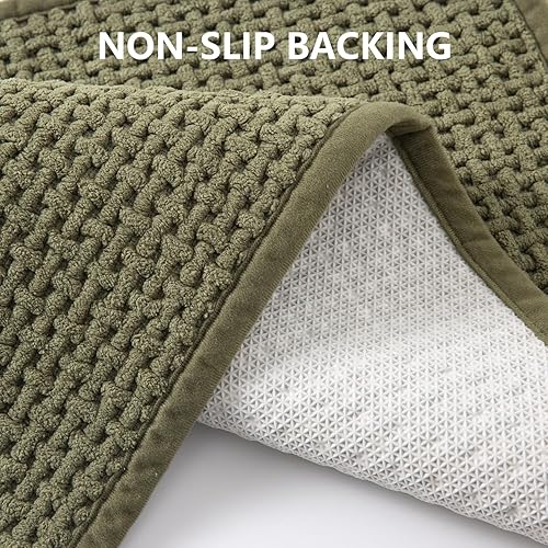 Miniatura 4 de Alfombras de baño antideslizantes, lavables, súper absorbentes, delgadas, para pequeñas alfombras de baño de pelo bajo de secado rápido (verde