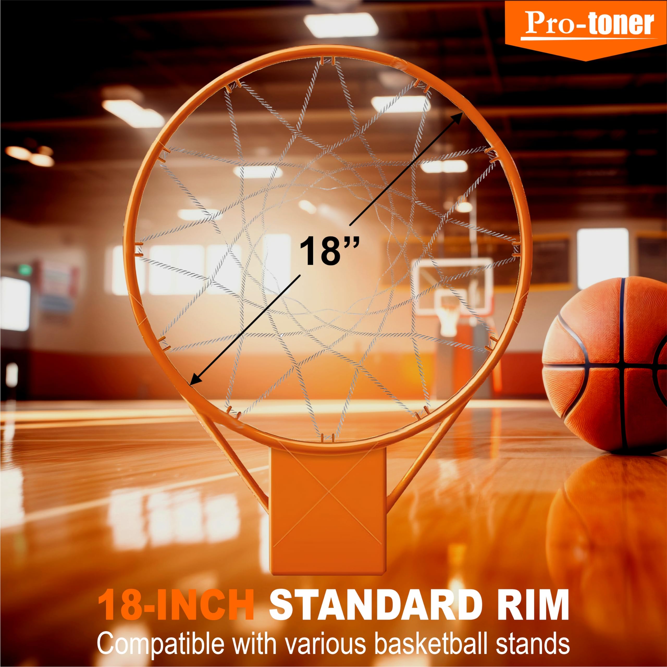 Protoner Basketball Ring with Net, 12 mm Thick, 18 inches Diameter, Medium Size 1