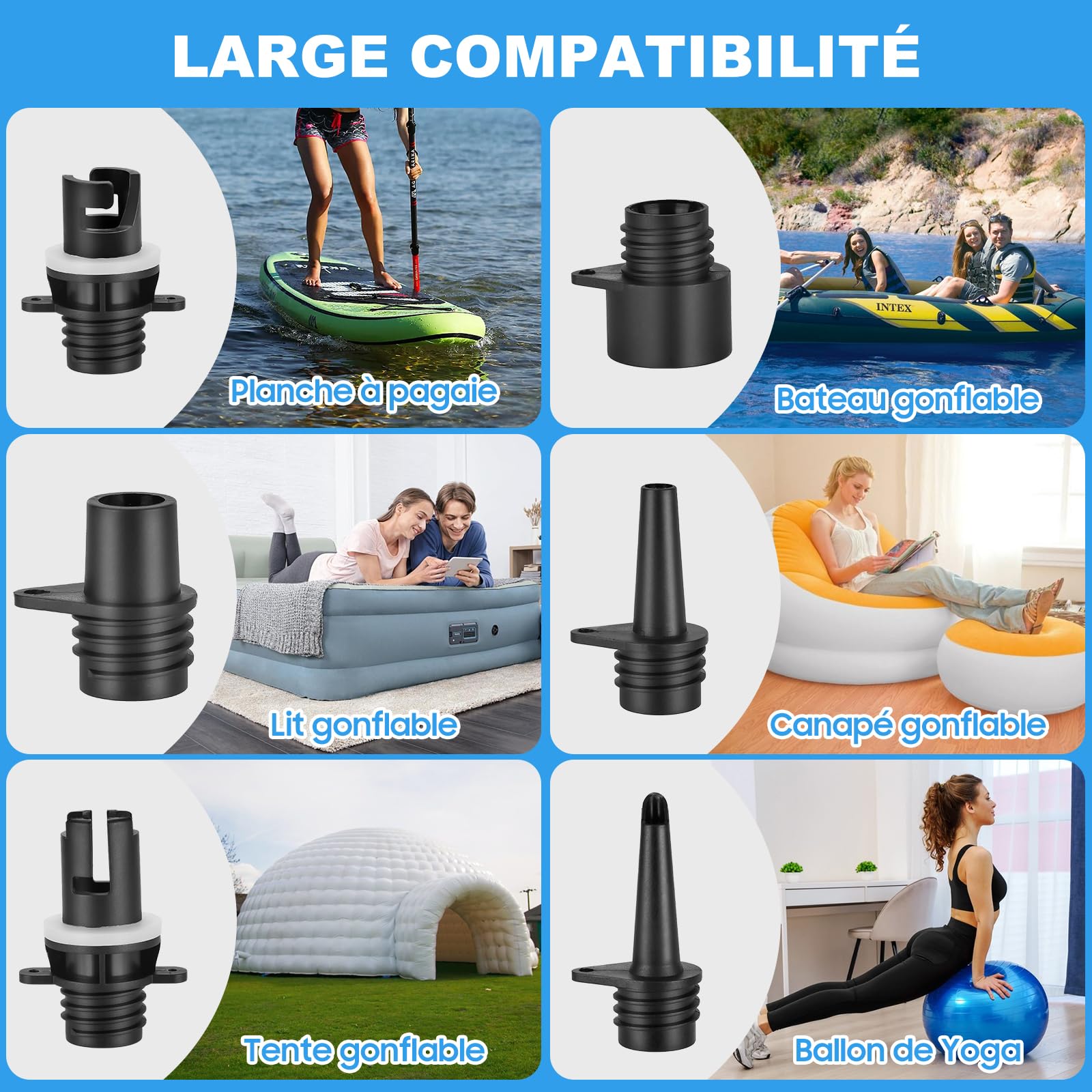 WADEO Gonfleur Electrique pour Sup/Paddle 20PSI, Rechargeable 18000mAh - Double Fonction Gonflage/Dégonflage, Arrêt Auto, 12V/Type-C - Compatible Paddle, Kayak, Bateau, Matelas, Tente, Aile | Double Fonction Gonflage/Dégonflage, Arrêt Auto, 12V/Type-C - C