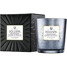 Voluspa Makassar Ebony and Peach Candle, 9 oz, Coconut Wax Blend, Scented Candles for Home, 60 Hour Burn Time, Candle Jars