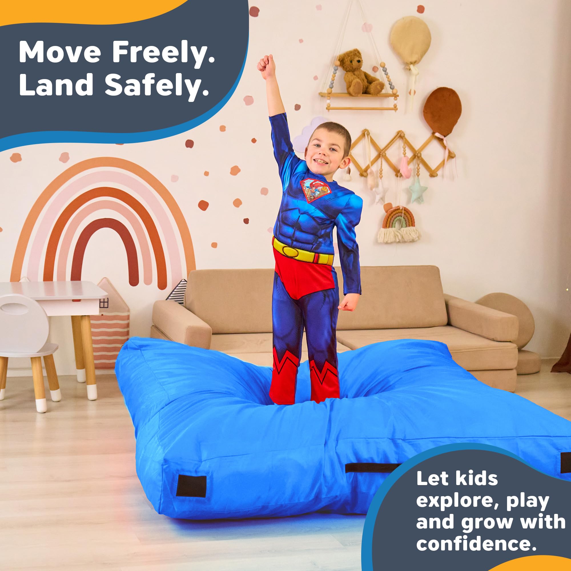 SaferBounce Sensory Crash Pad para Niños | Grande 152 x 152 cm O 122 x 91 cm | Colchoneta Crash Autismo para Niños | Gran Alfombra Espuma Infantil | Escalada & Gimnasia