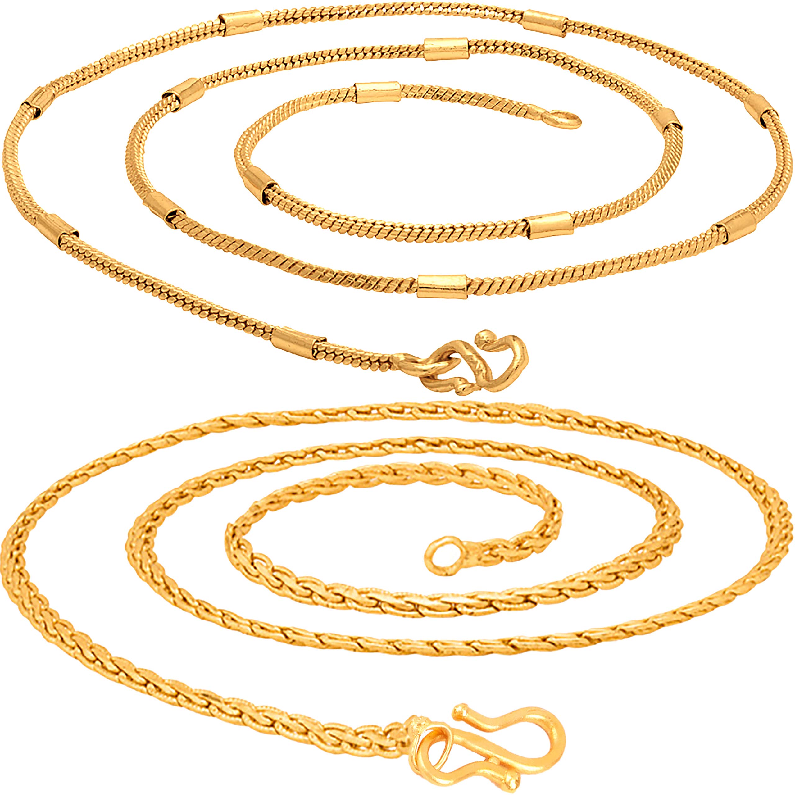 Fashion Frill (FF353_FF387 Gold Plated Golden Brass Combo Chain For Men Women - 24 Inches Long (B08T64XVMJ) Amazon Price History, Amazon Price Tracker