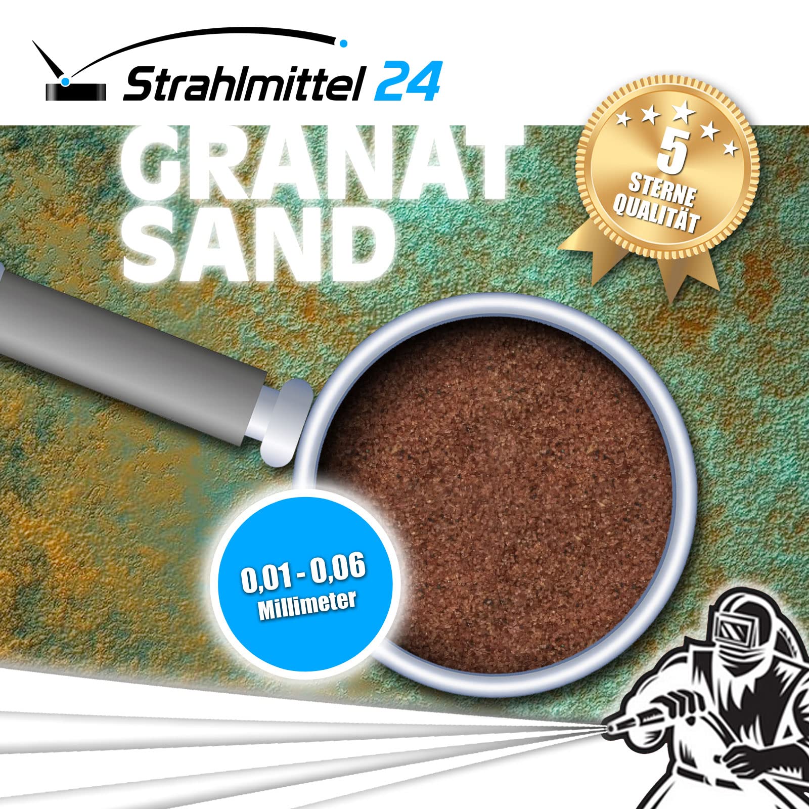 Samore 25 kg Granatsand Strahlmittel (Granatsand Strahlmittel, 350 mesh 0,01-0,06 mm) - Mehrwegstrahlmittel zum Sandstrahlen, zur Graffitientfernung, Sanierung von Sandstein