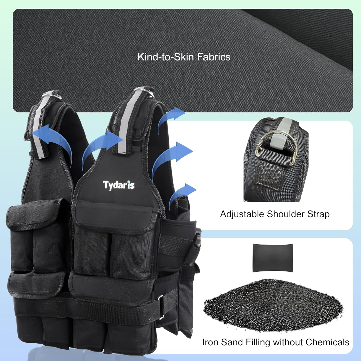 Adjustable Weighted Vest - 2-18lbs/2-42lbs Vest with 16 Ironsand Weights and Large Pocket, Weight Vest for Men and Women Strength Training, Running, Walking