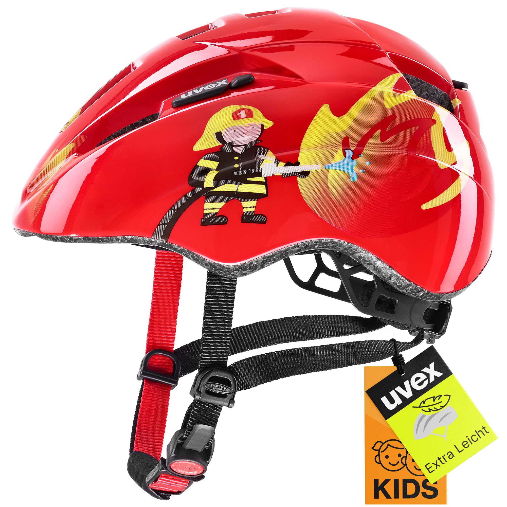 uvex Kid 2 - Leichter Fahrradhelm für Kinder - individuelle Größenanpassung - waschbare Innenausstattung - red firemann - 46-52 cm