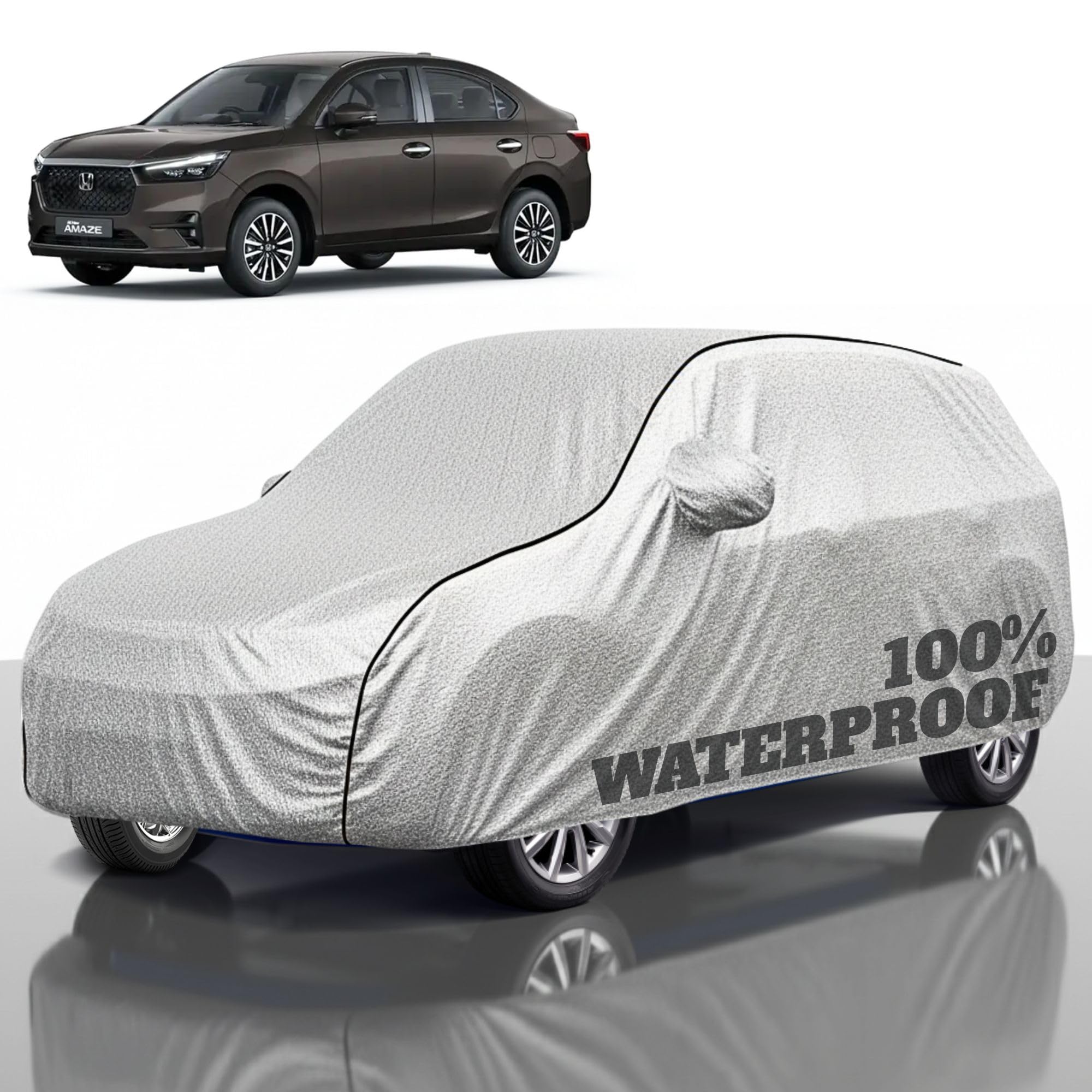Premium Polyester Car Cover Amaze All-Weather Protection from Rain, Dust &amp; Sun | UV Resistant Fabric | Full Body Secure Fit for Outdoor &amp; Indoor Parking Silver
