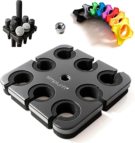 Soporte de micrófono múltiple para soporte de micrófono, accesorio de bandeja cuadrada con capacidad para hasta 8 micrófonos en el escenario