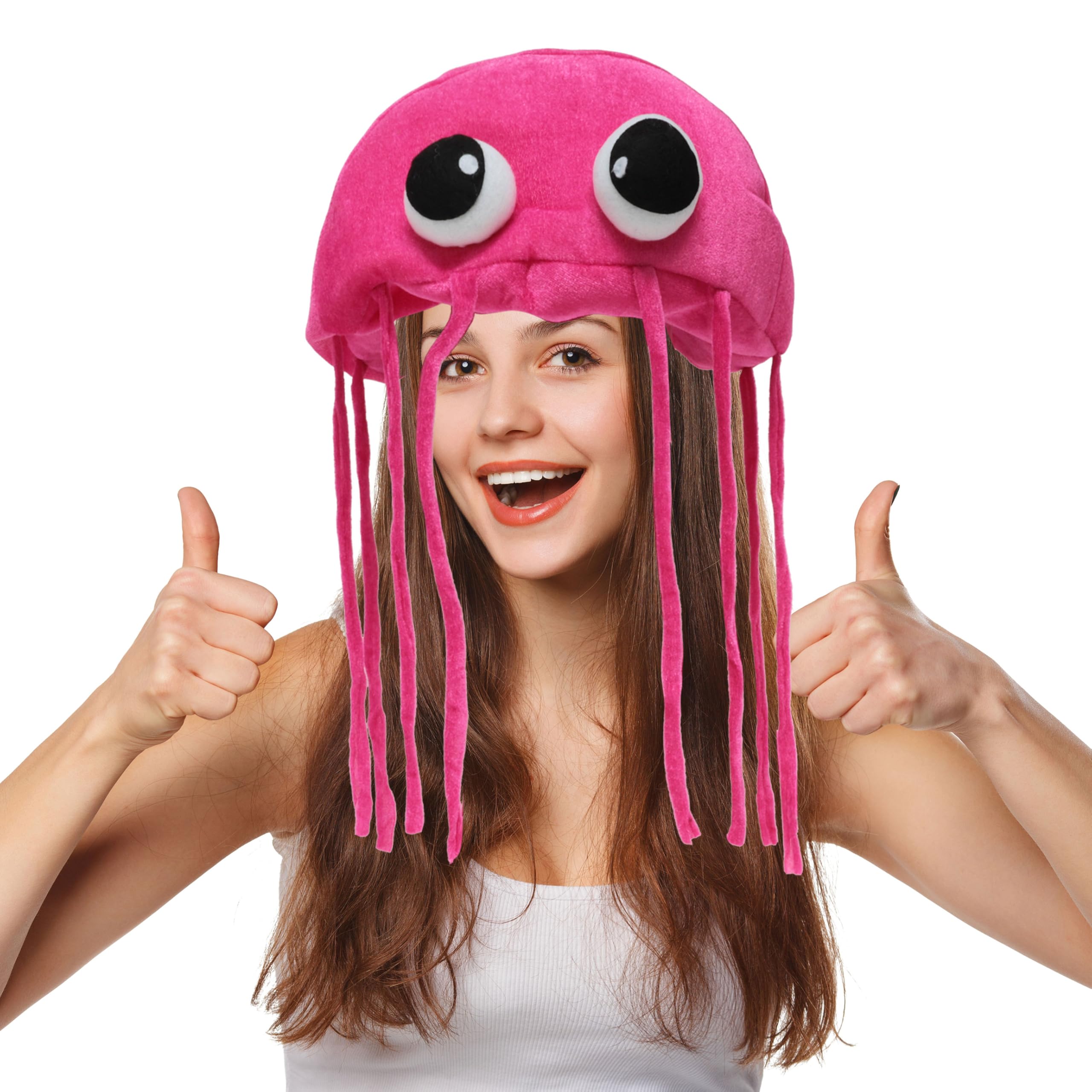 AceCool Jellyfish Costume Hat. Handmade Jellyfish Party Hat with Flexible Tentacles. Adult Size Costume Headwear. (Pink)
