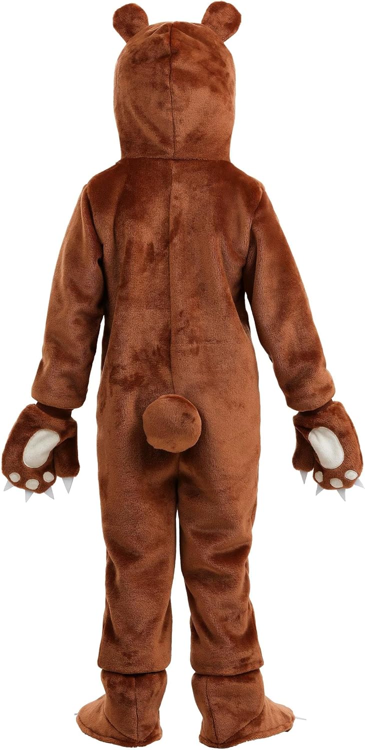 Toddler Wild Teddy Bear Costume | Hooded Animal Jumpsuit with Paw Mitts and Shoe Covers for Halloween, Dress Up